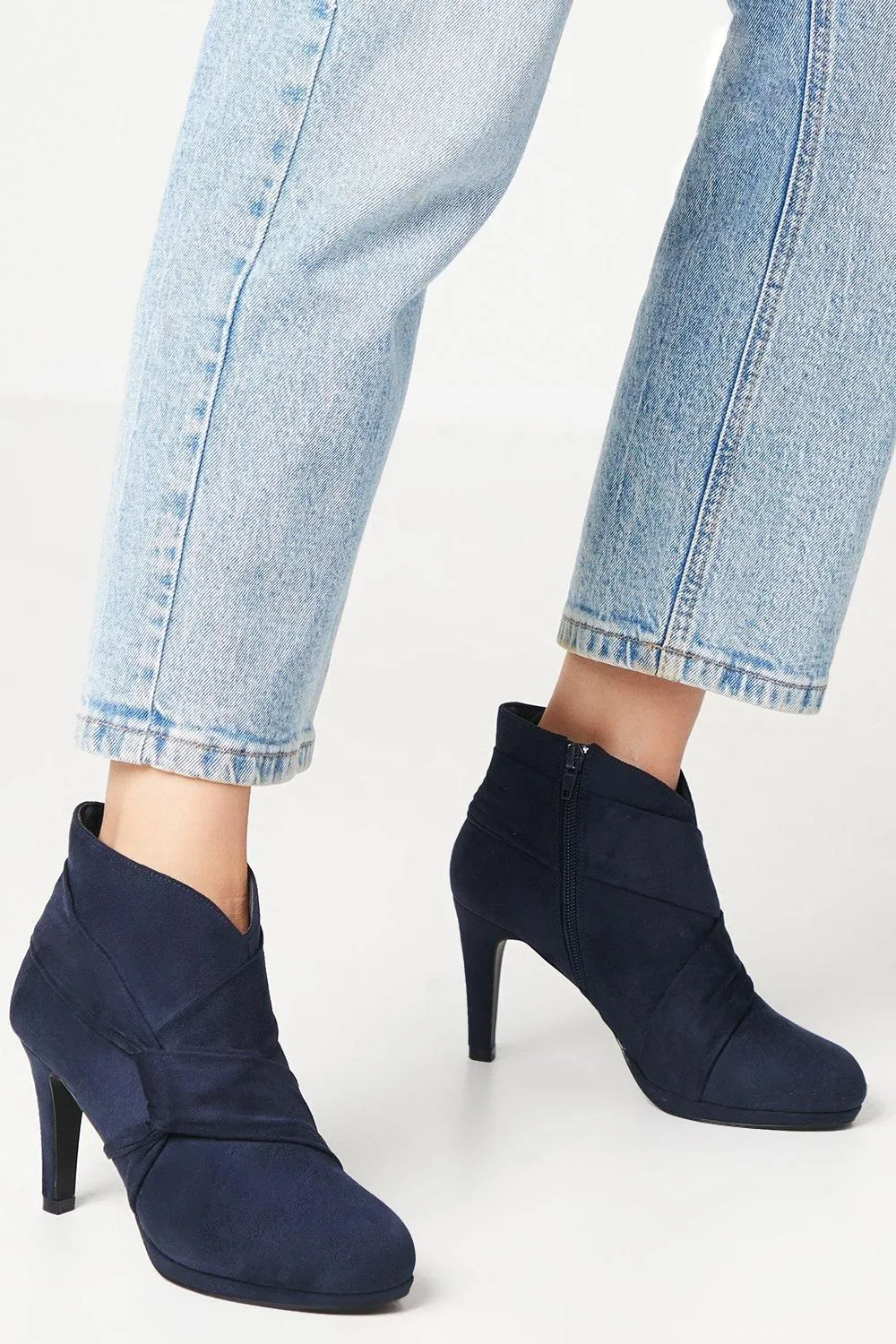 Aubrey Faux Suede Side Twist High Heel Platform Shoe Boots