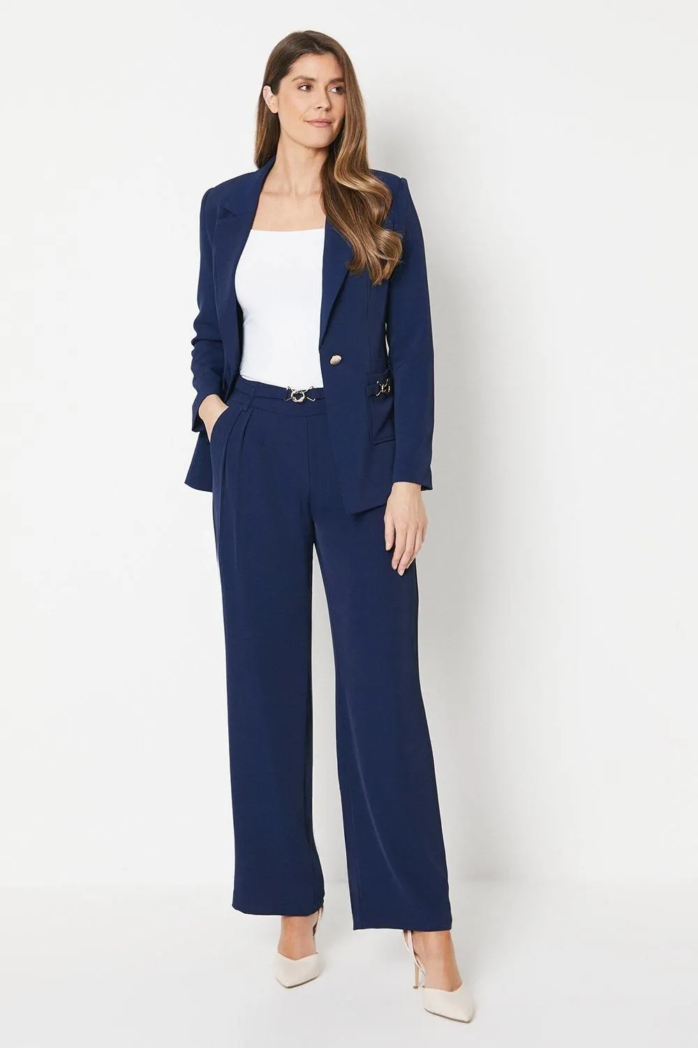 Premium Wide Leg Trouser With Trim Detail