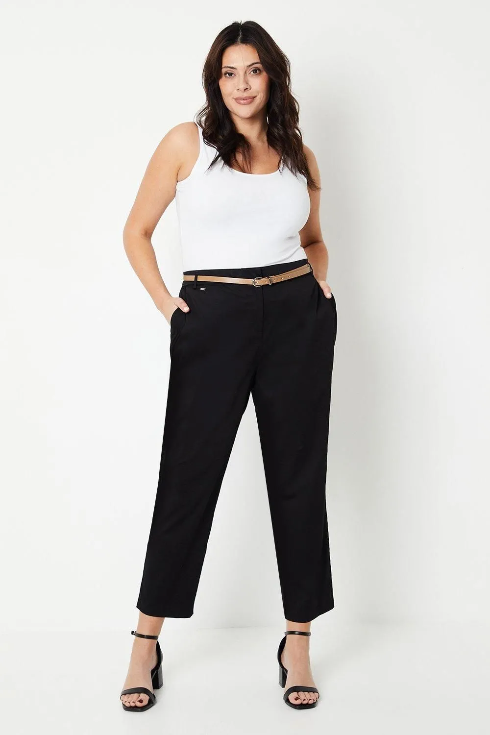 Curve Stretch Cigarette Belted Trousers