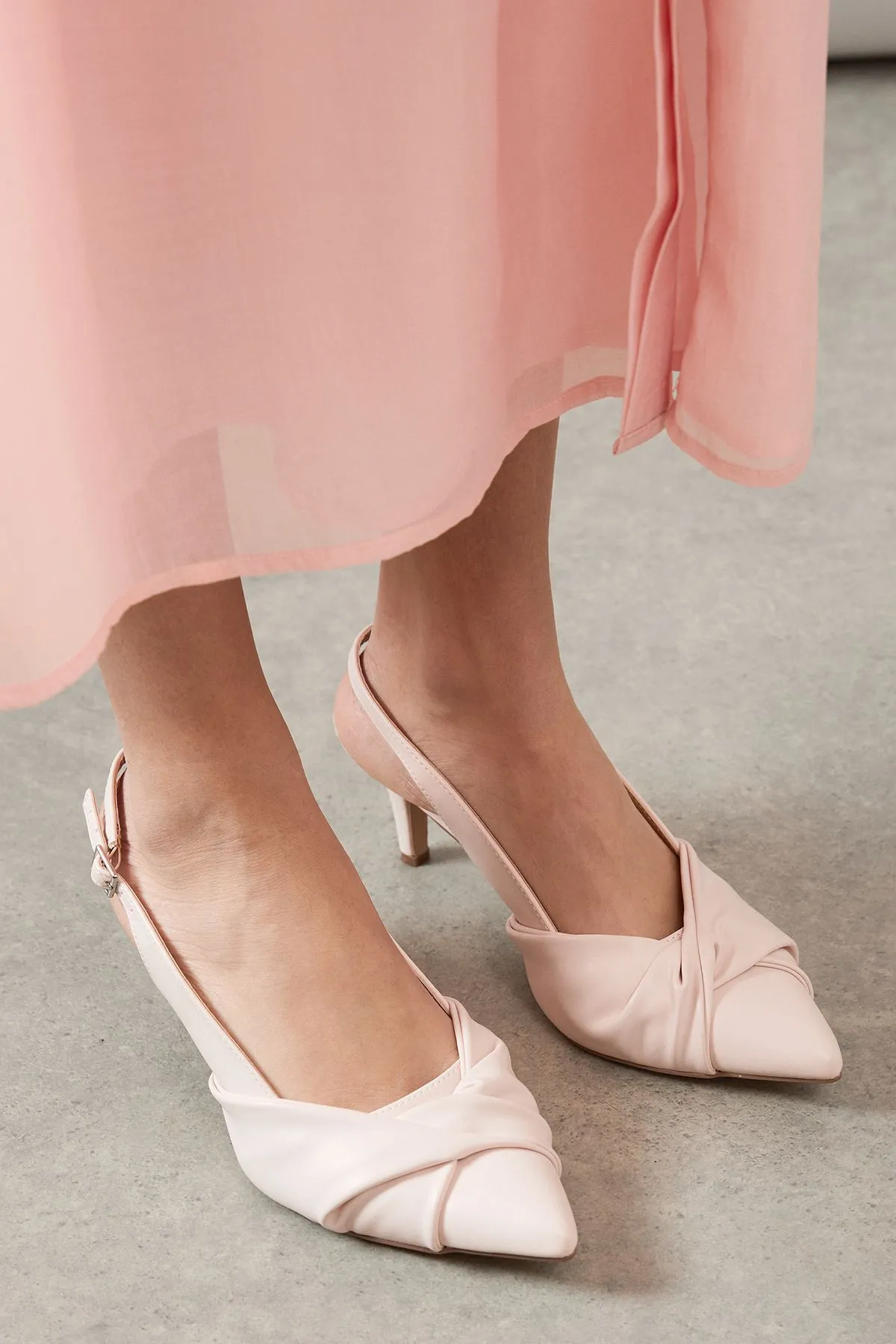 Delish Twist Front Slingback Pointed Court Shoes