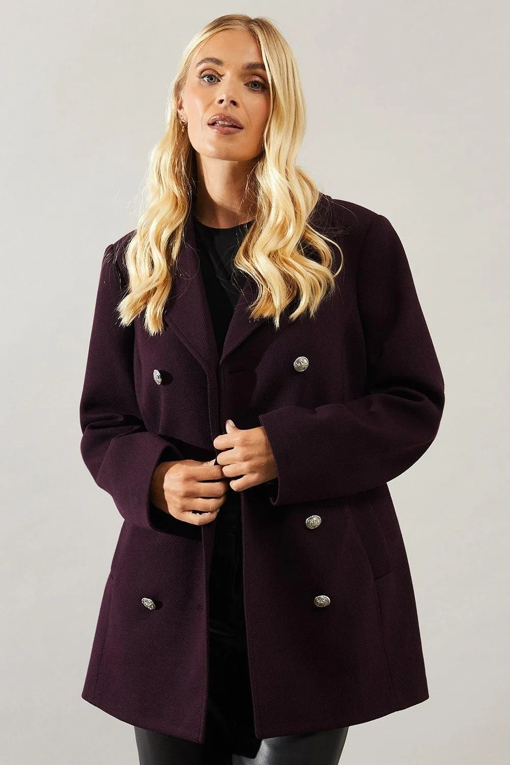 Petite Military Pea Coat