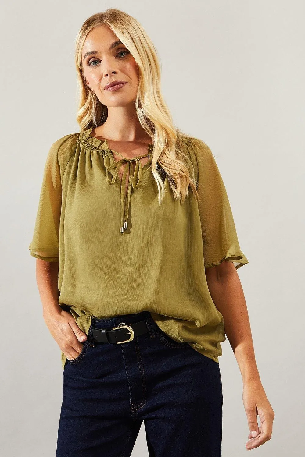 Petite Open Neck Top