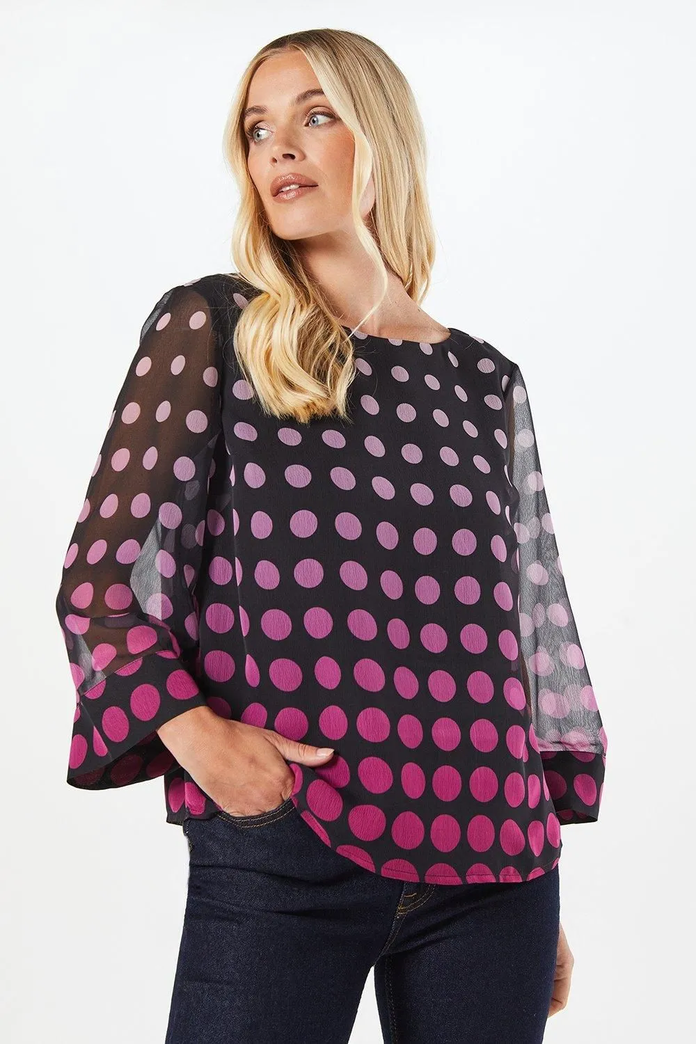 Petite Spot Border Print Top