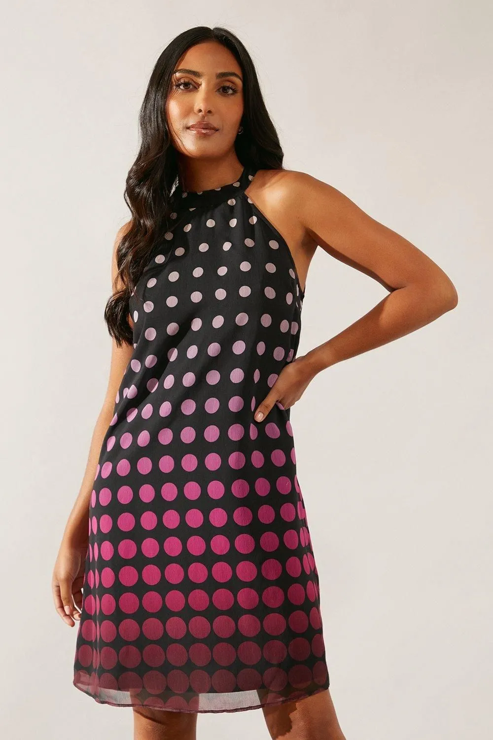 Petite Spot Halterneck Shift Dress
