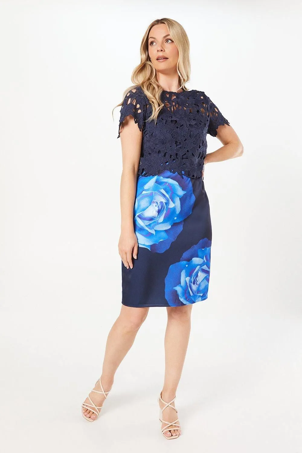 Occasion Floral 2 In 1 Overlay Shift Dress