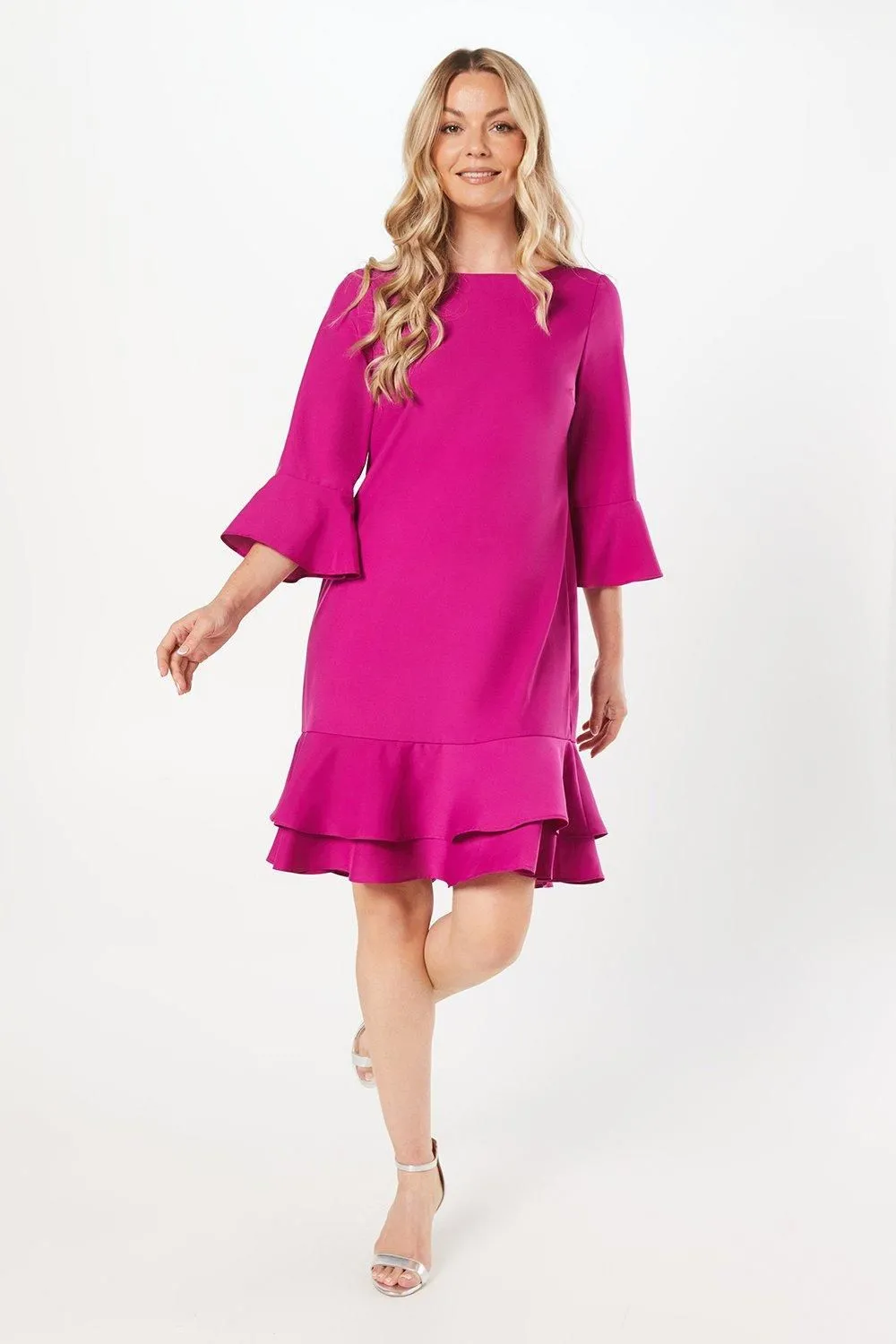 Tier Detail Crepe Shift Dress