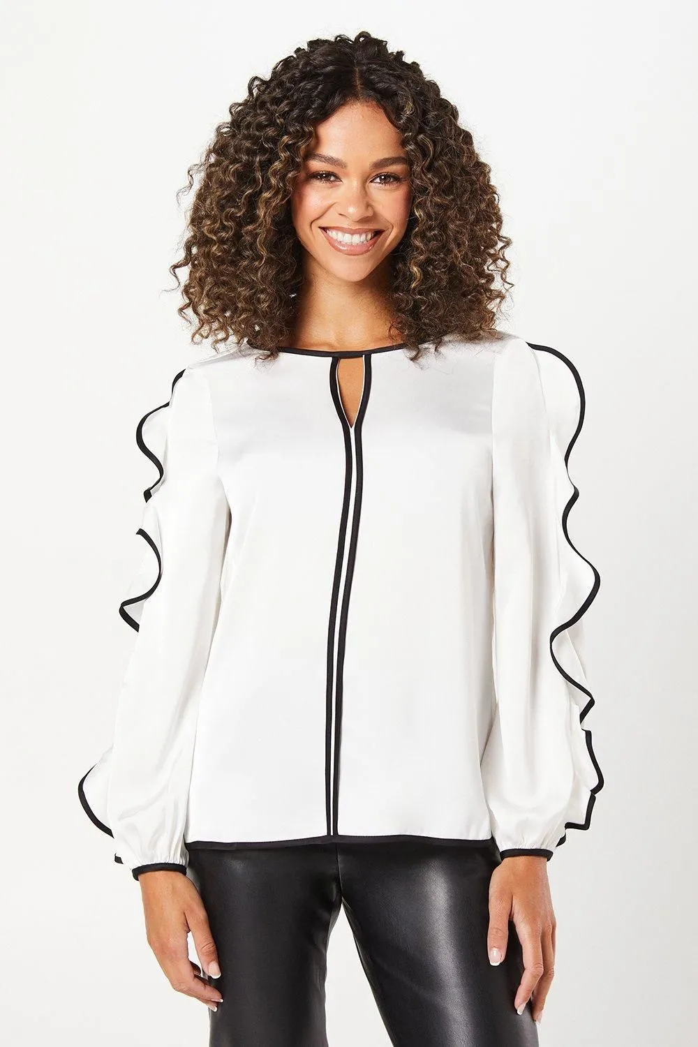 Petite Contrast Cold Shoulder Blouse