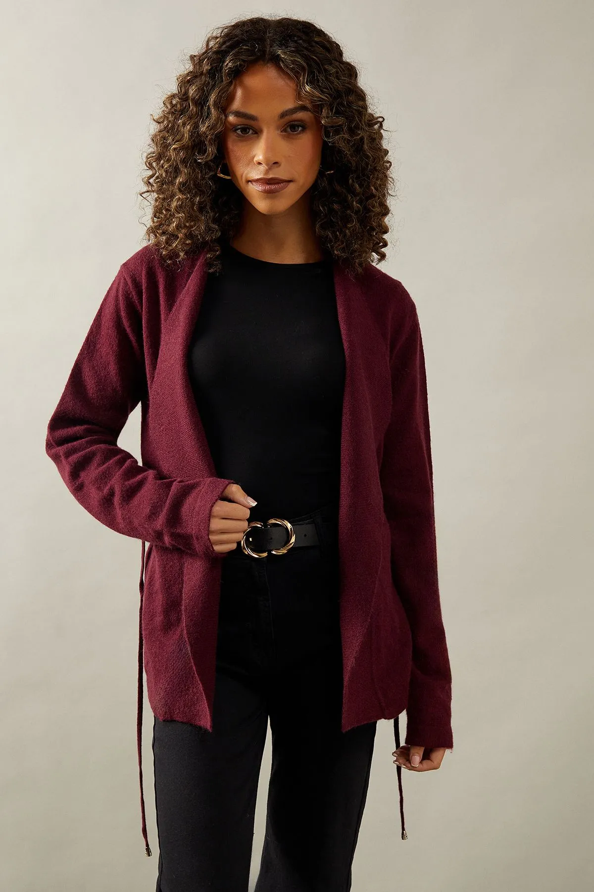 Waterfall Belted Knitted Jacket