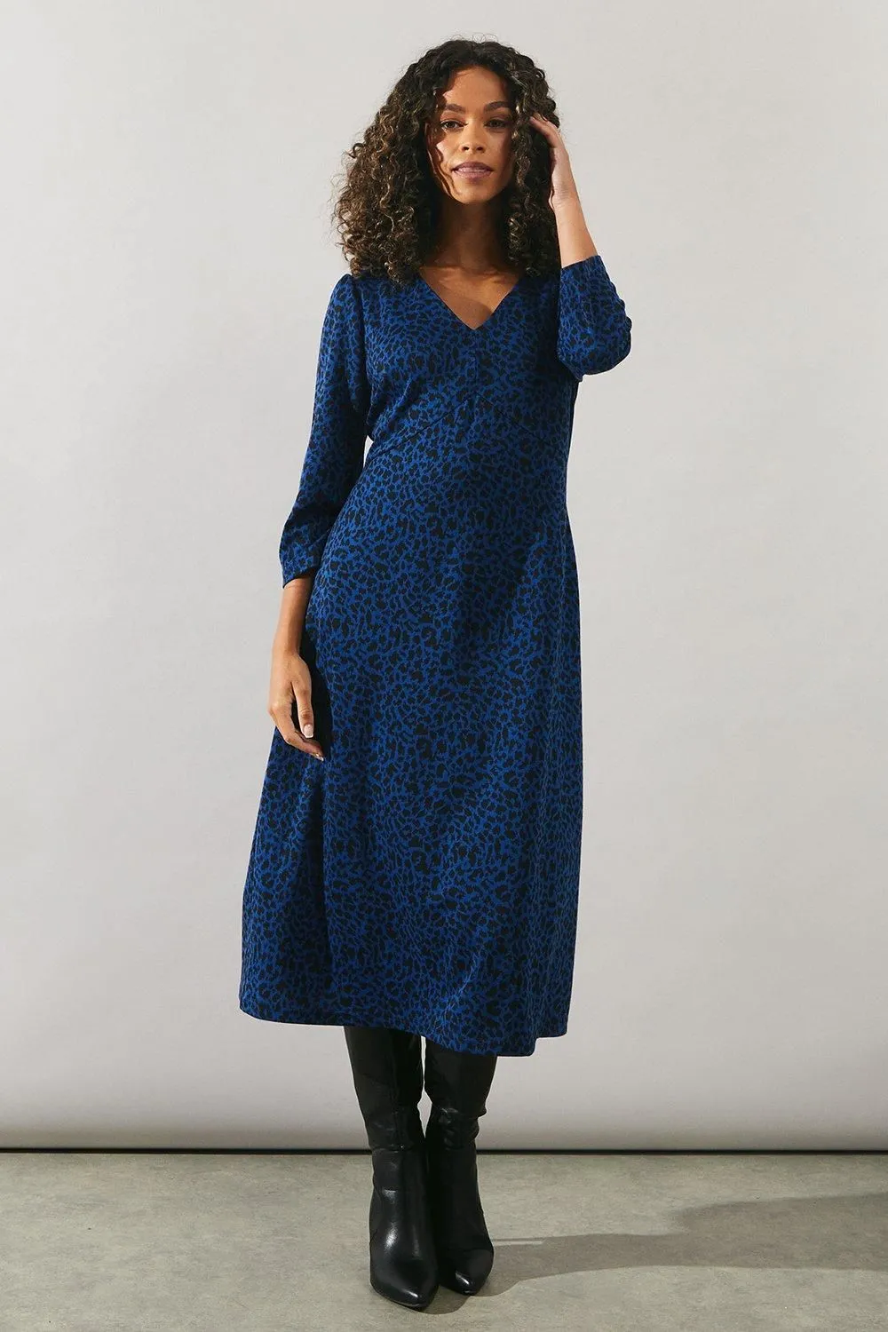 Cobalt Animal Jacquard Ponte Midi Dress