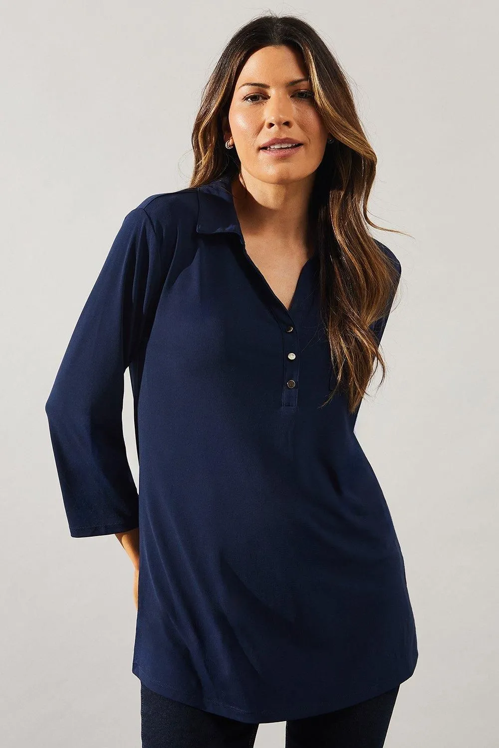 Navy Jersey Collared Shirt