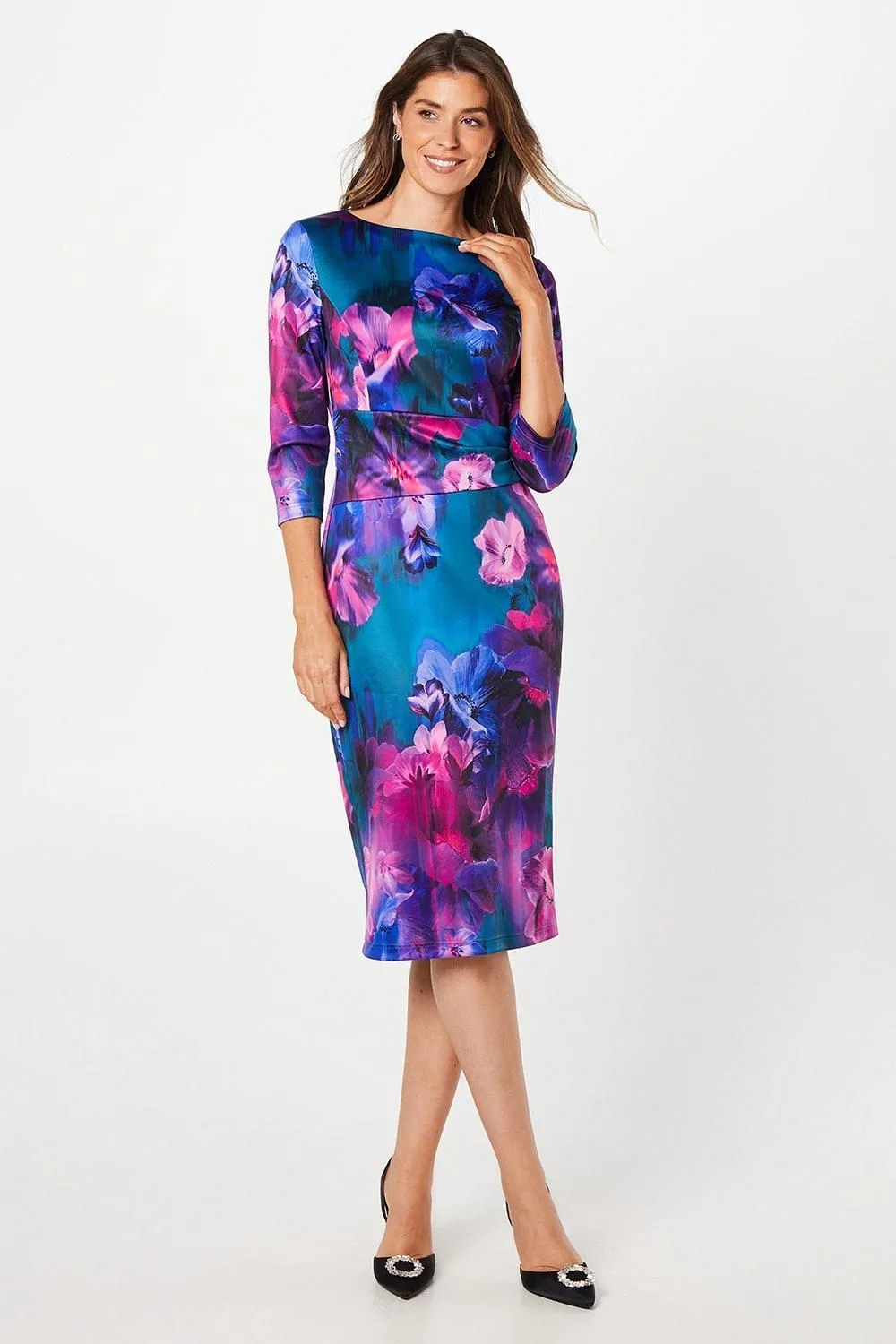 Occasion Floral Scuba Midi Dress