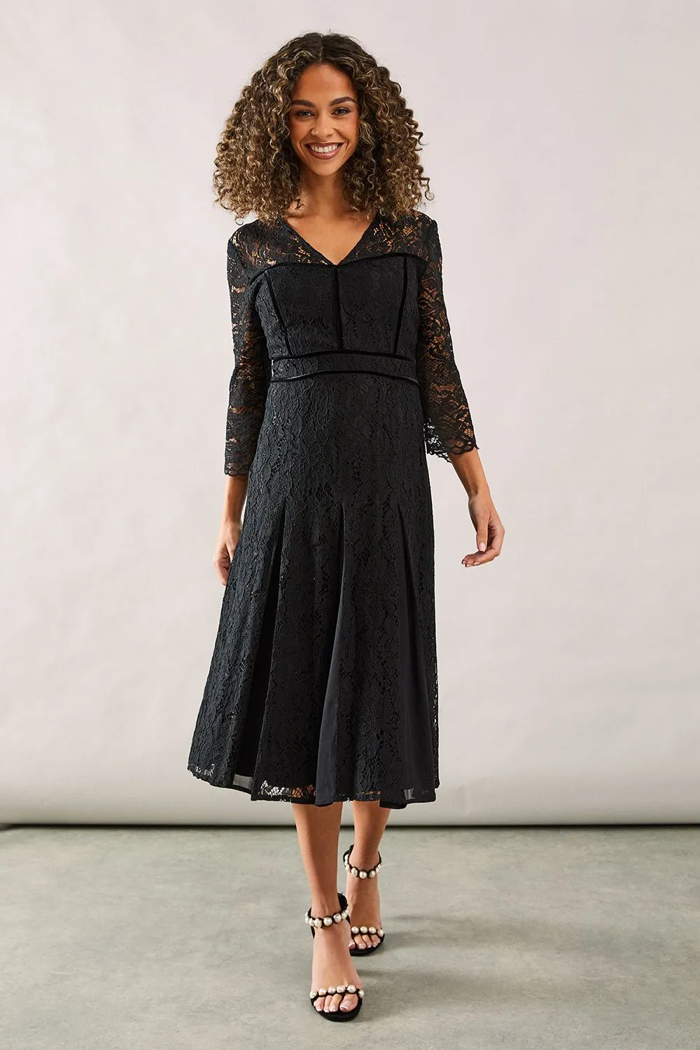 Occasion Premium Lace Godet Midi Dress