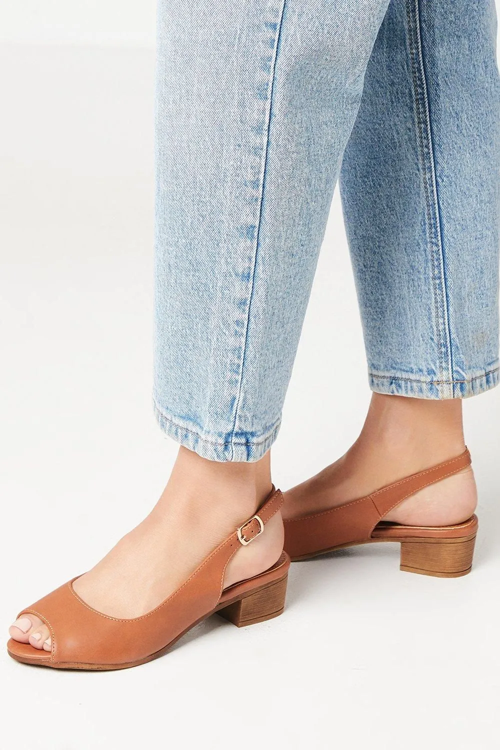 Cassie Peeptoe Slingback Low Block Heeled Sandals