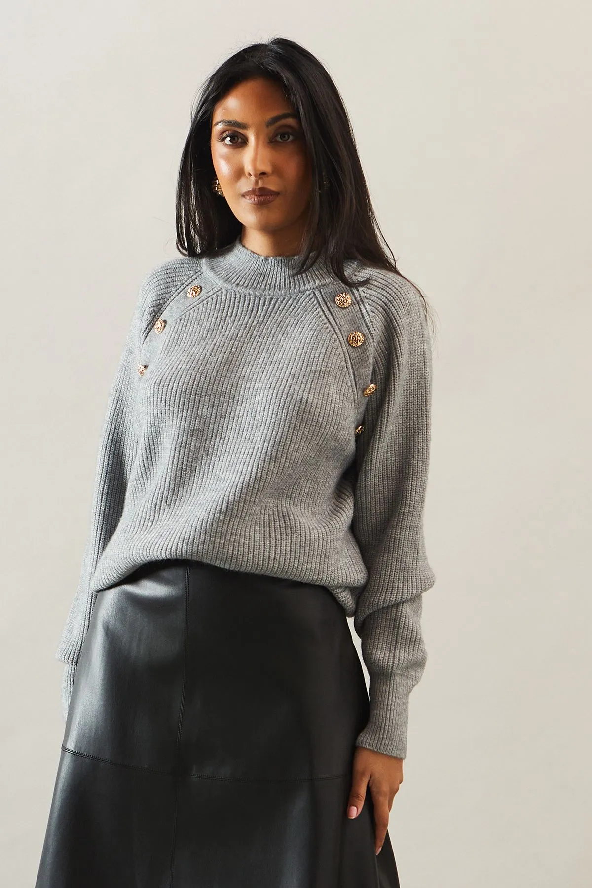 Petite Stitchy Button Jumper