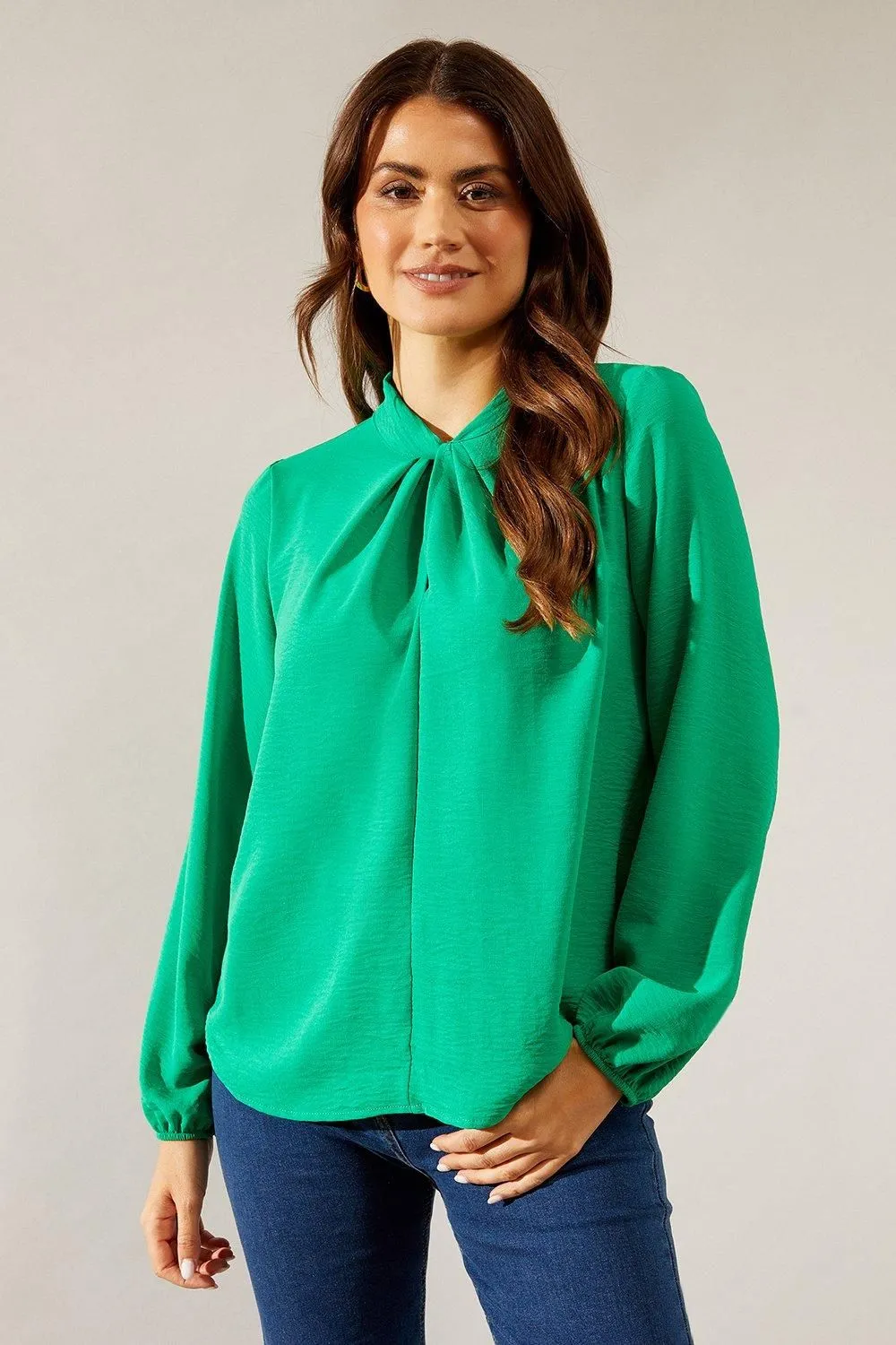 Green Twist Neck Top