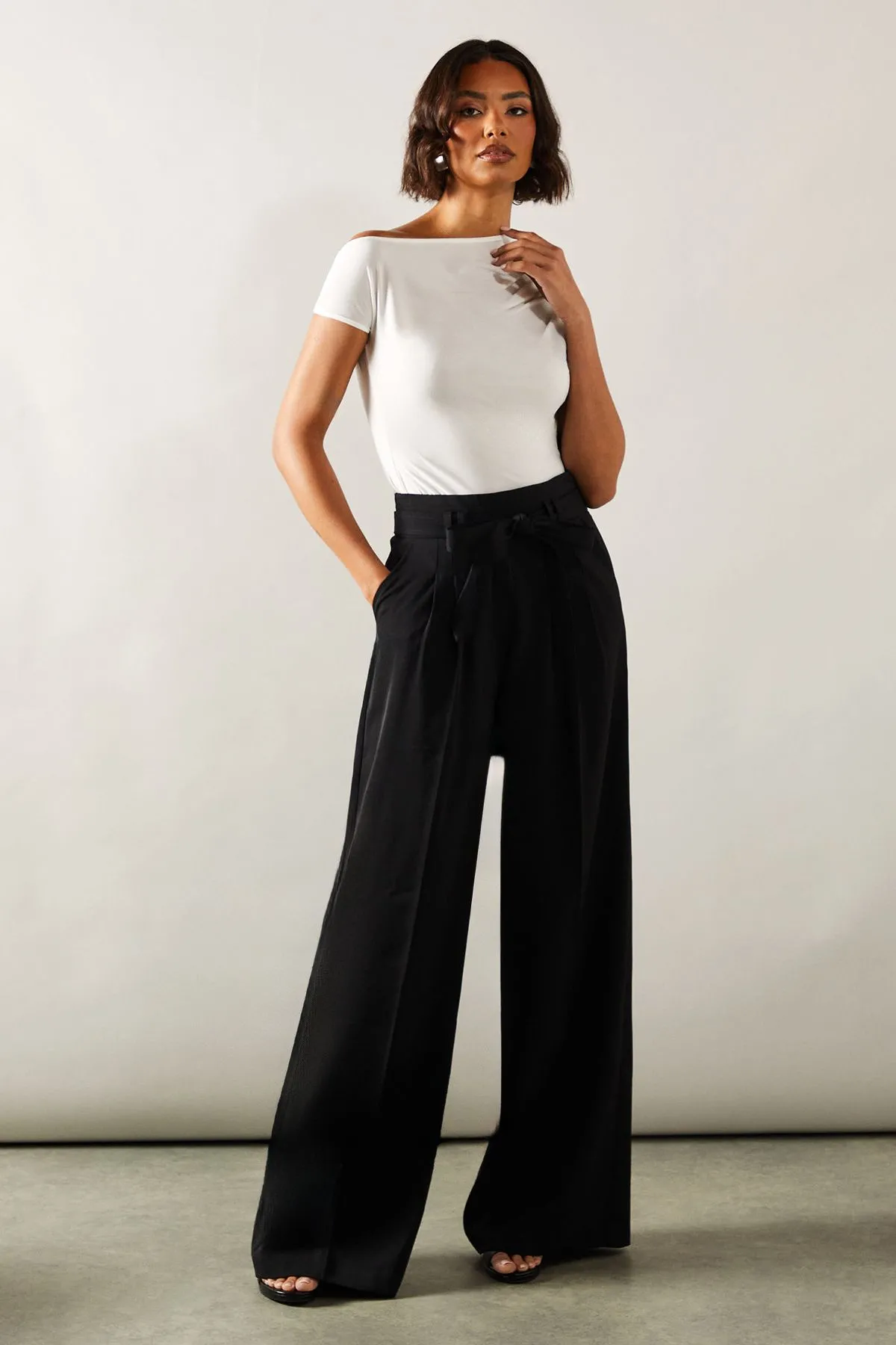 Tall Self Belted Wide Leg Trouser