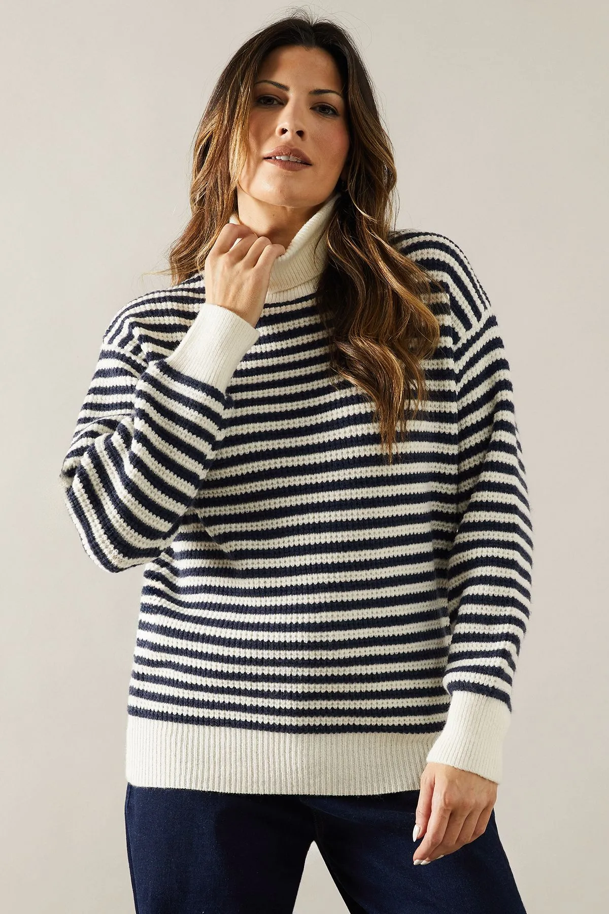 Two Toned Roll Neck Jumper