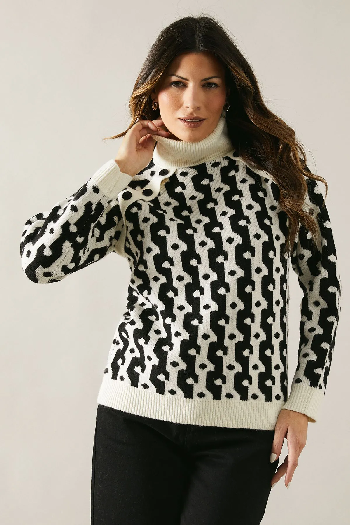 Round Neck Button Detail Jumper