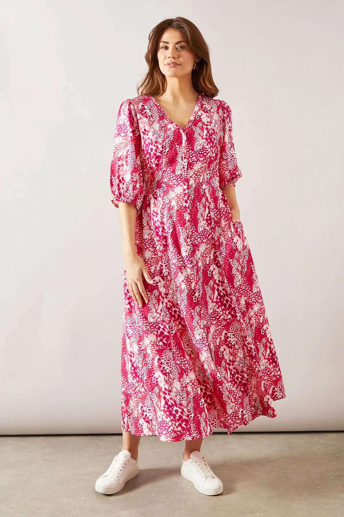 Animal Viscose Zip Midaxi Dress