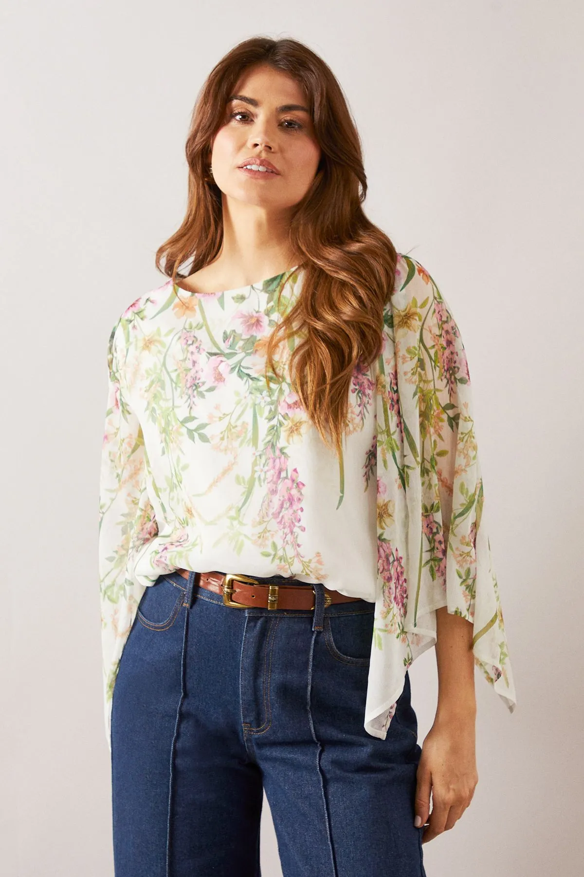 Floral Chiffon Overlay Top