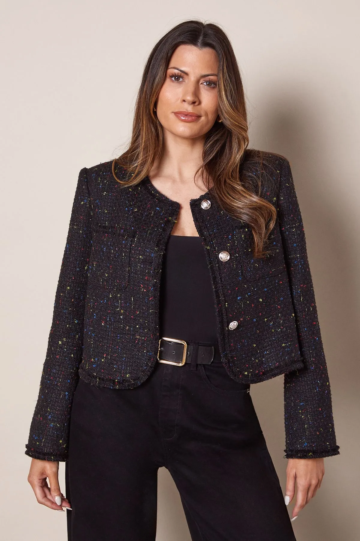 Trim Detail Boucle Edge to Edge Jacket