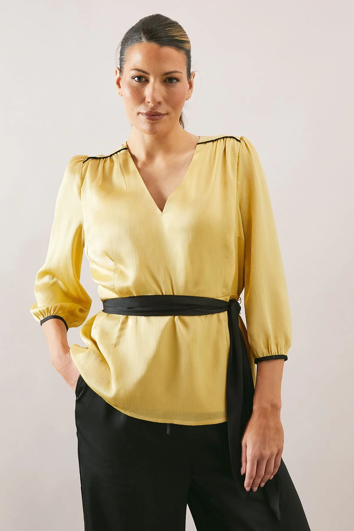 Satin Belted Blouse