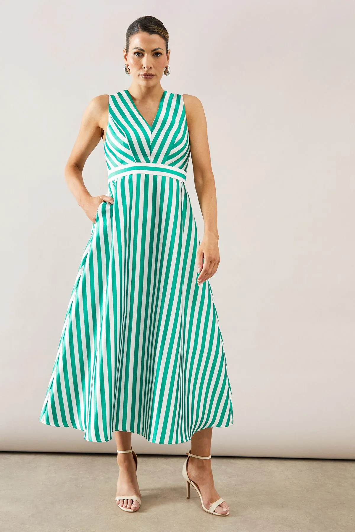 Stripe Structured Midaxi Dress