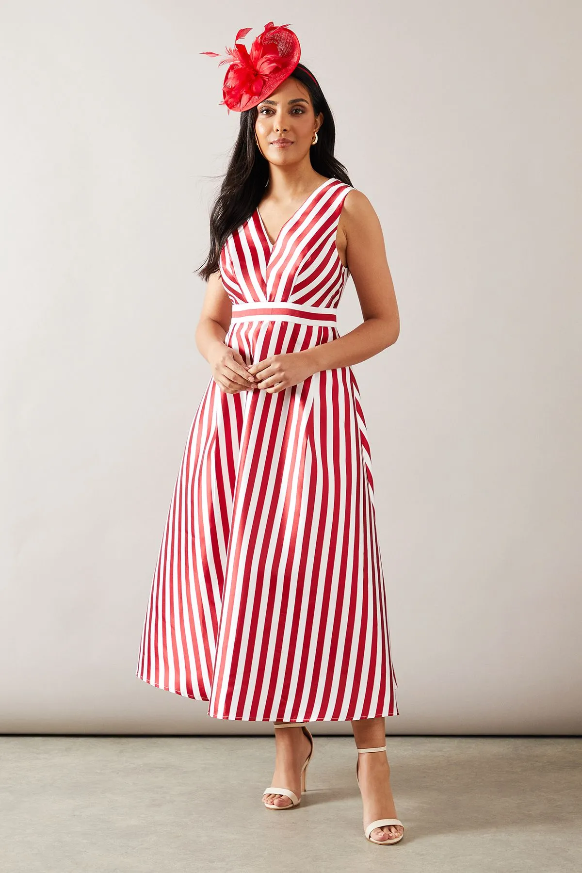 Petite Stripe Structured Midaxi Dress