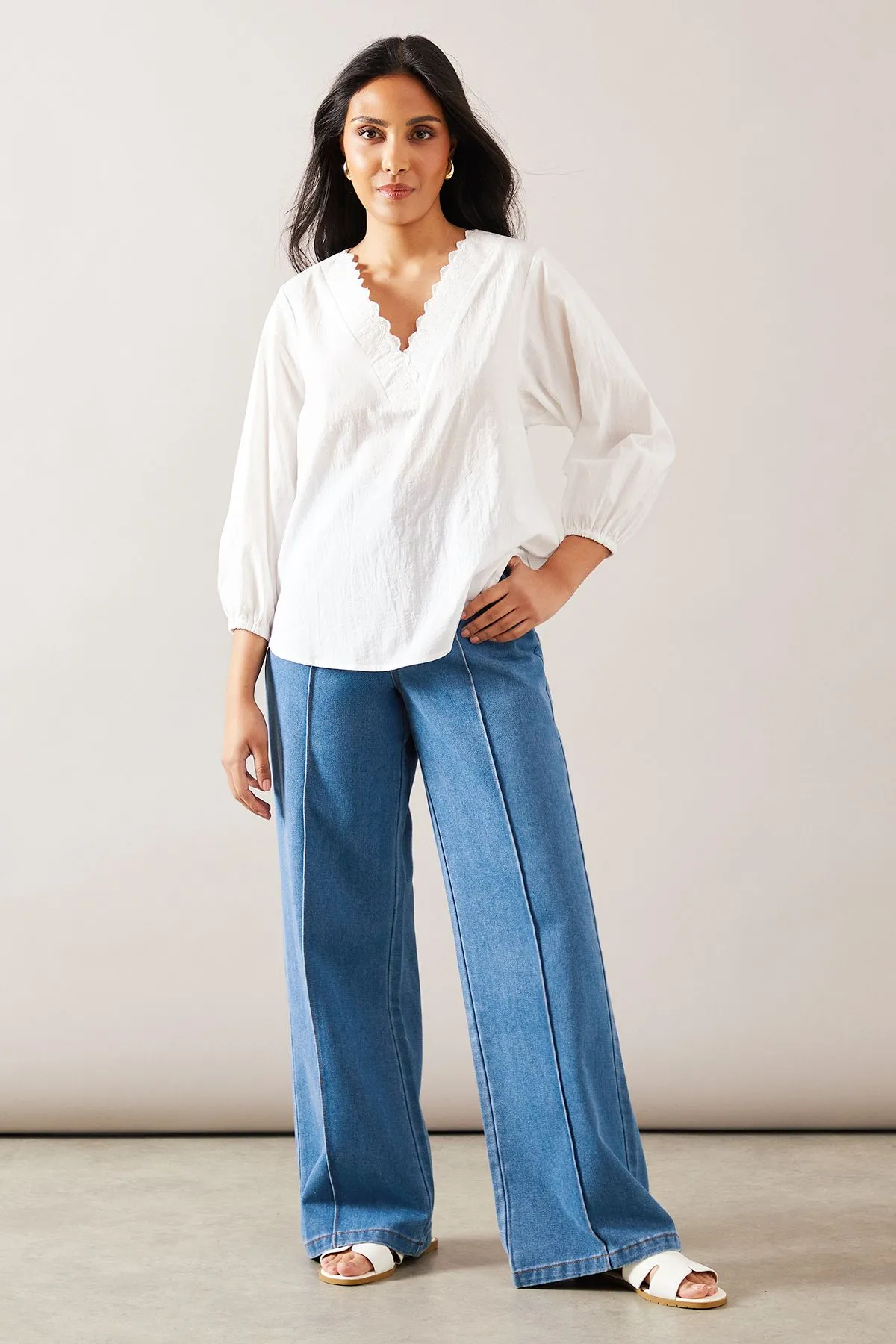 Petite Cotton Ruffle Overhead Shirt