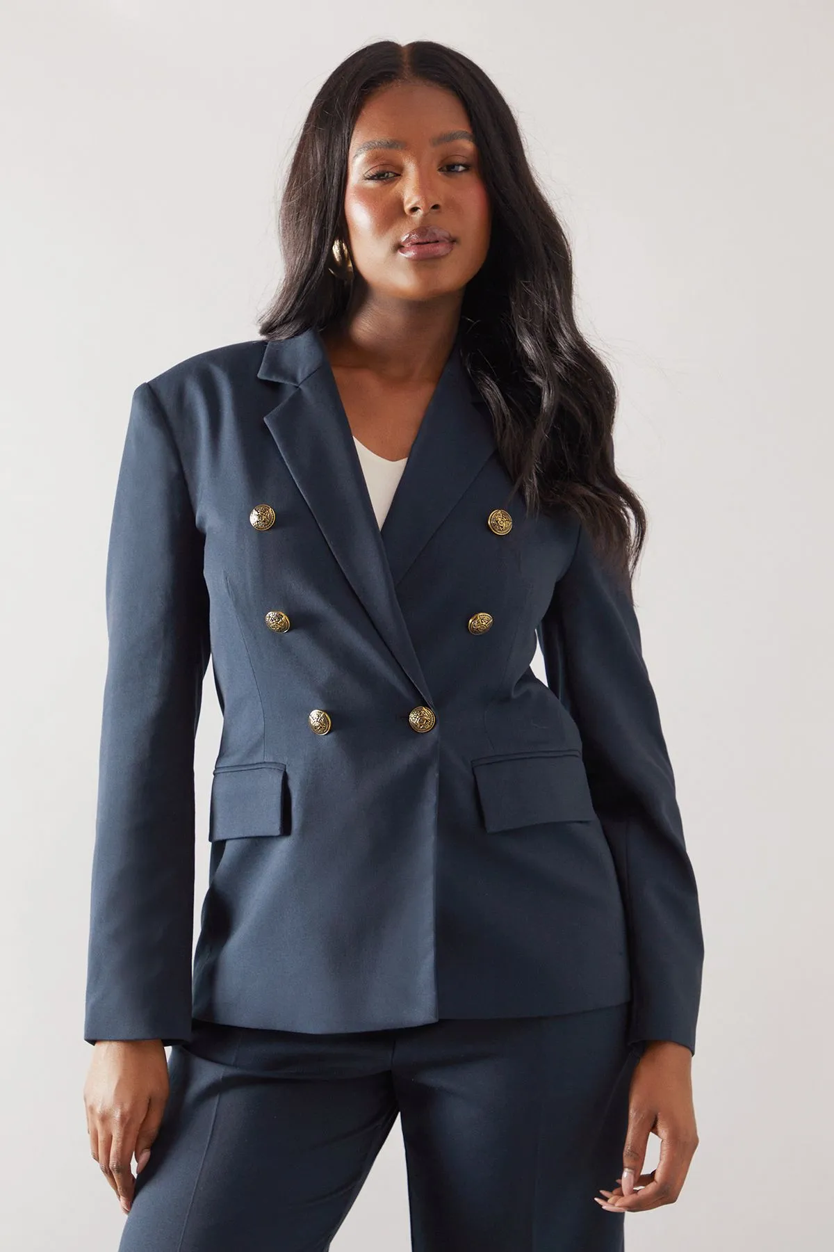 Military Button Double Breasted Blazer