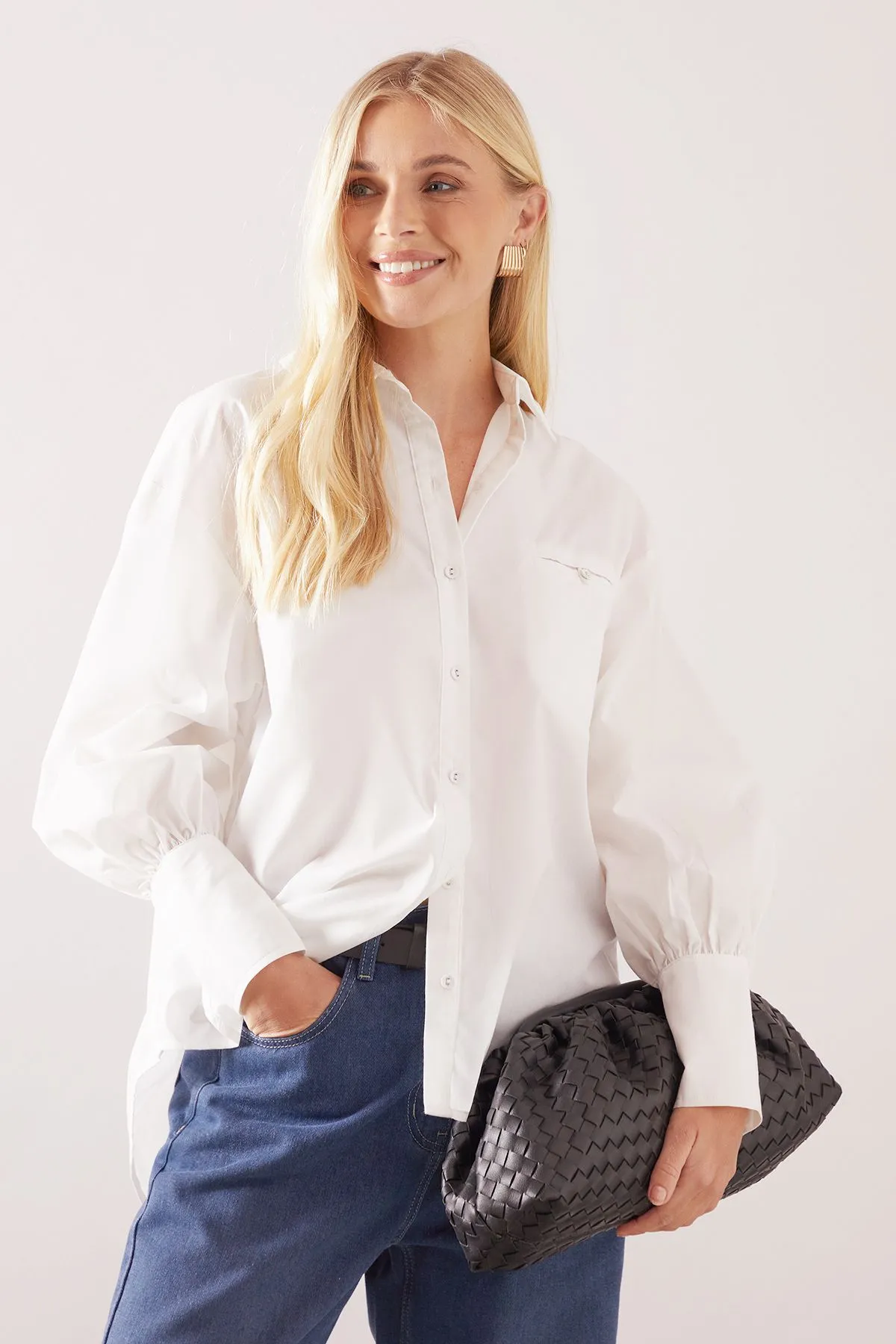 Petite Cotton Pocket Detail Shirt