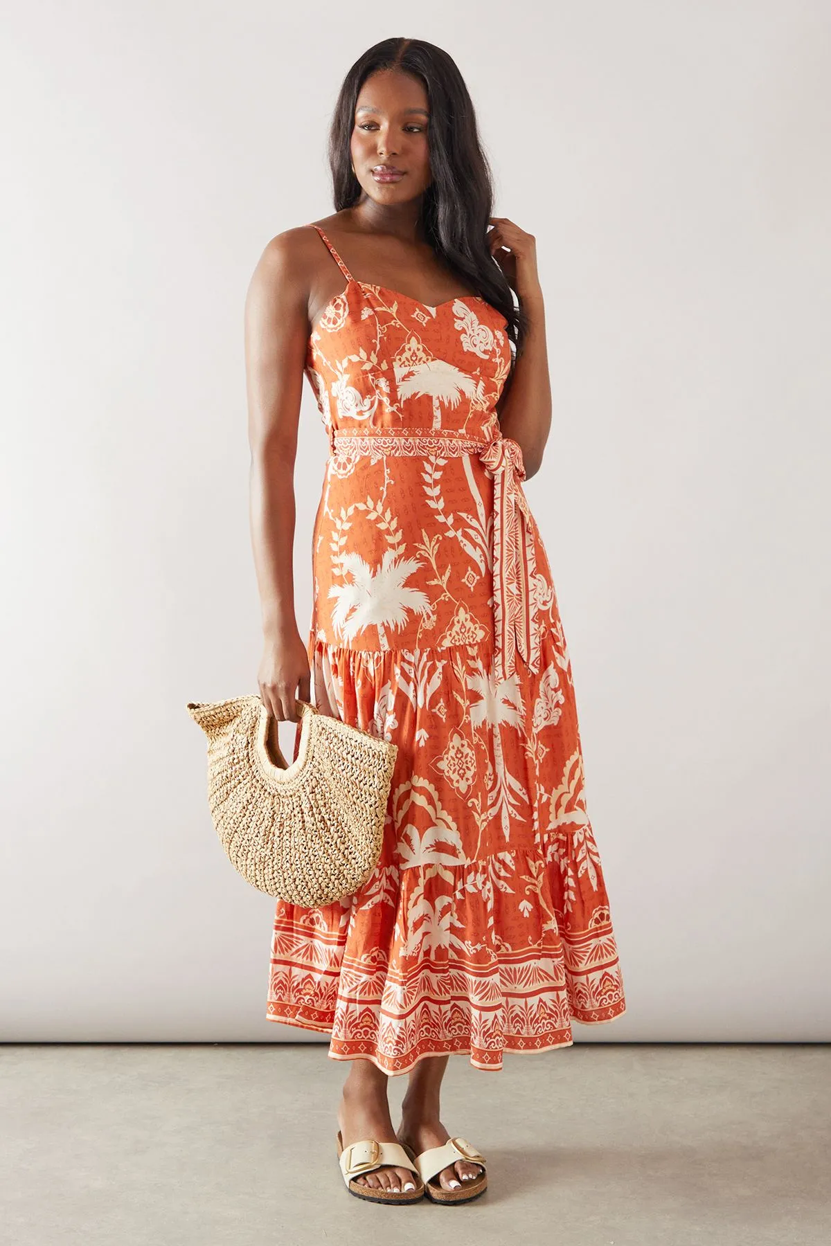 Printed Strappy Maxi Dress