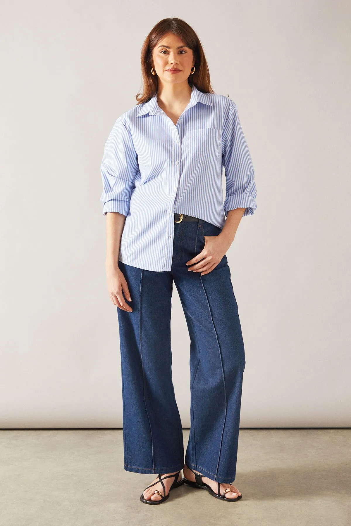 Striped Oversized Button Front Shirt