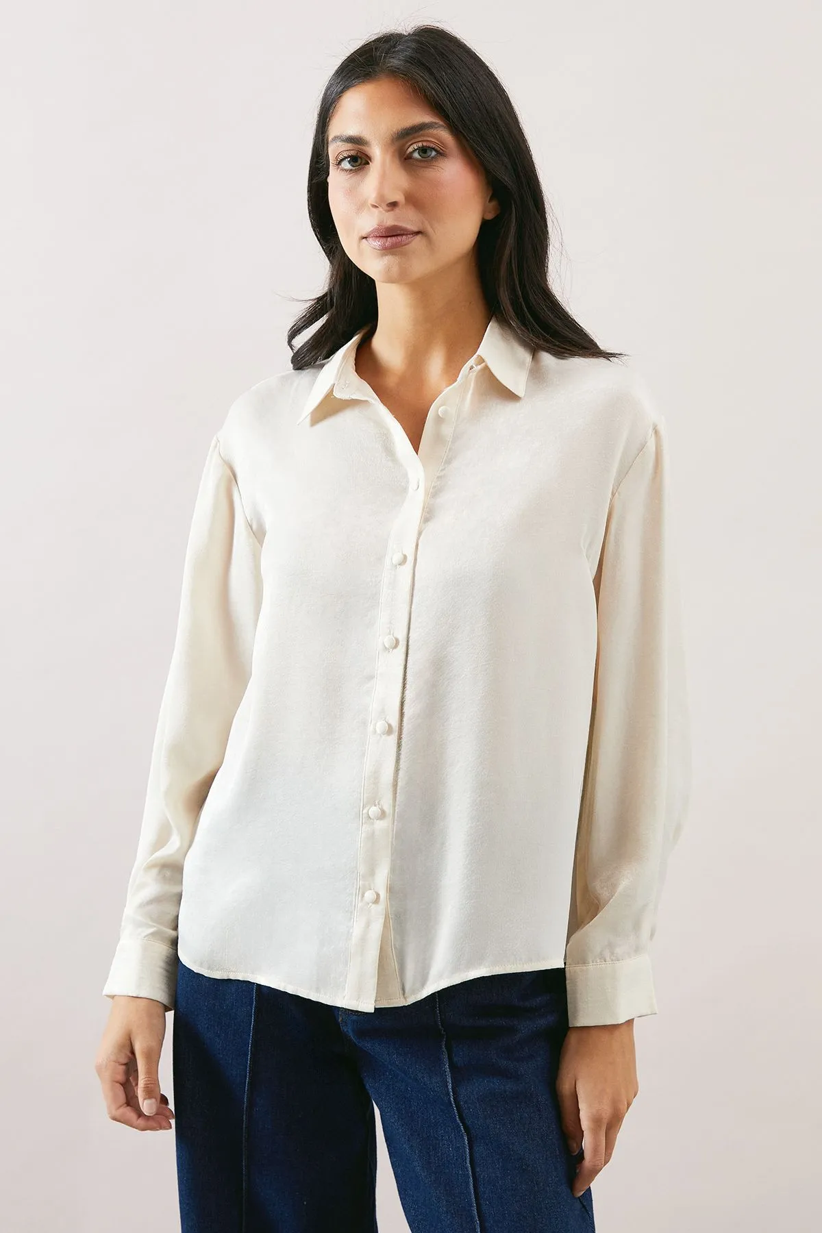 Hammered Satin Button Shirt