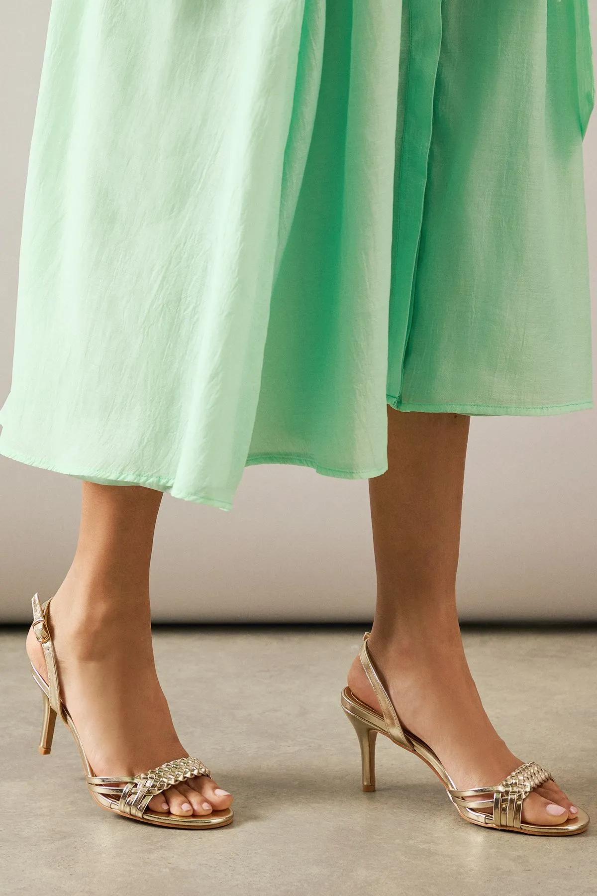 Ottilie Faux Leather Plaited Strap High Heel Slingback Sandals