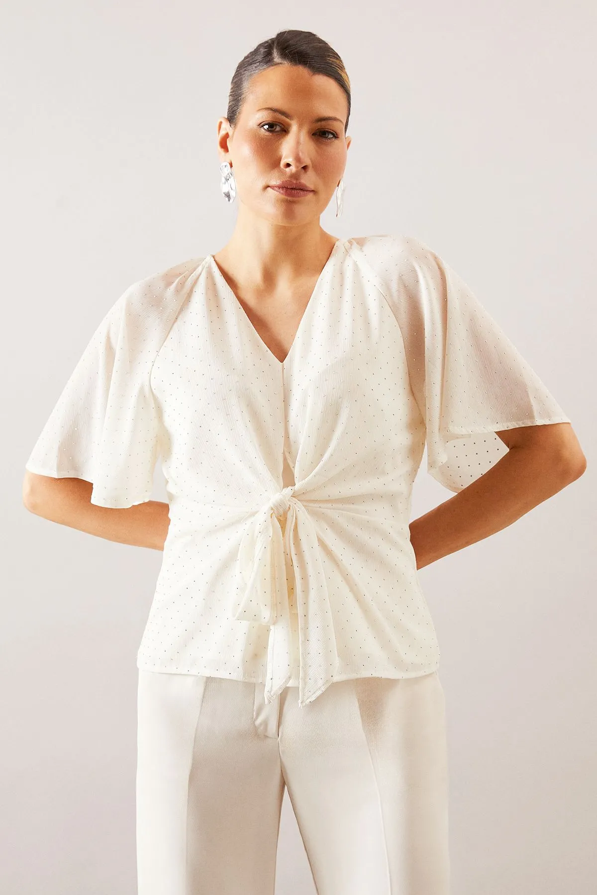 Occasion Hotfix Tie Blouse