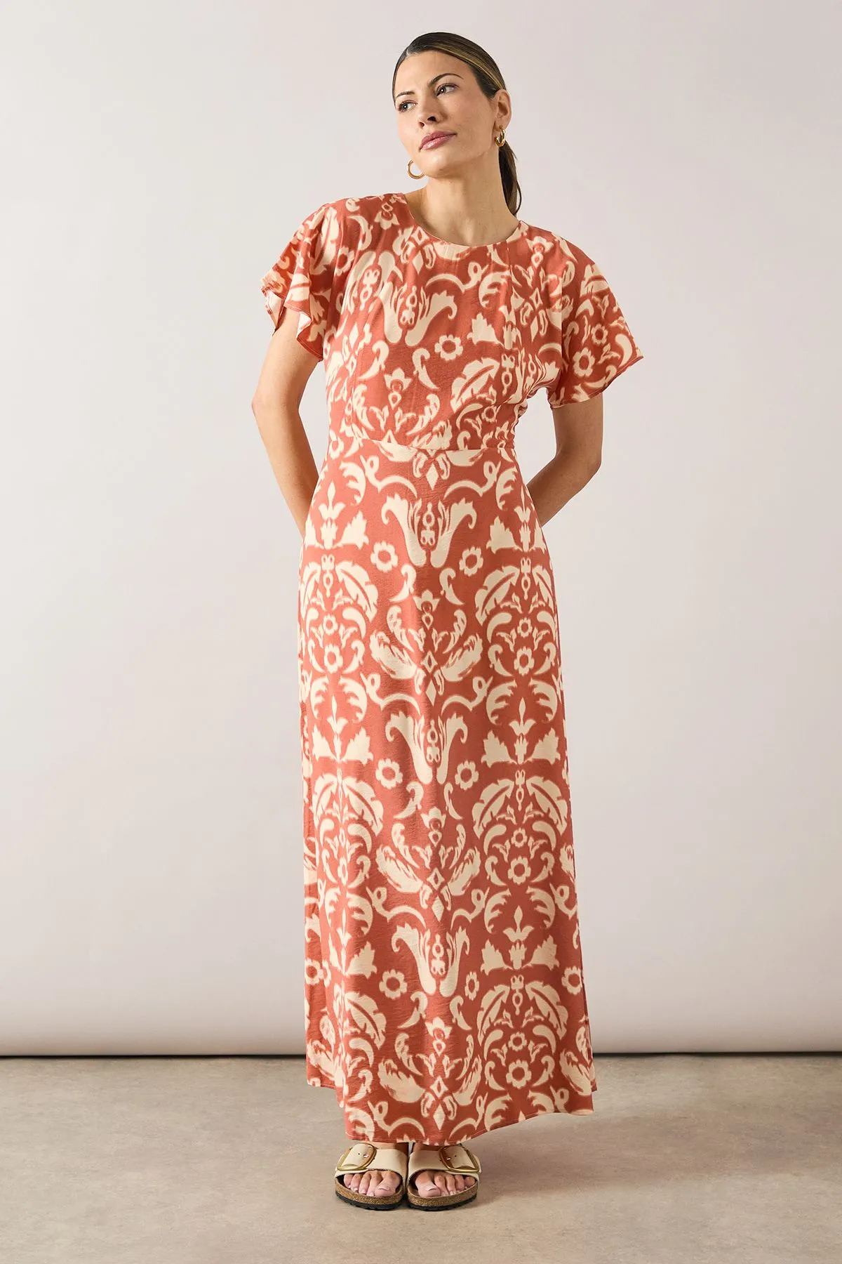 Ikat Pleat Detail Midi Dress