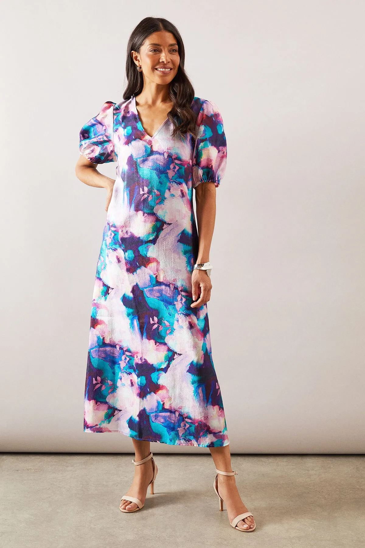 Abstract Organza Pocket Midaxi Dress