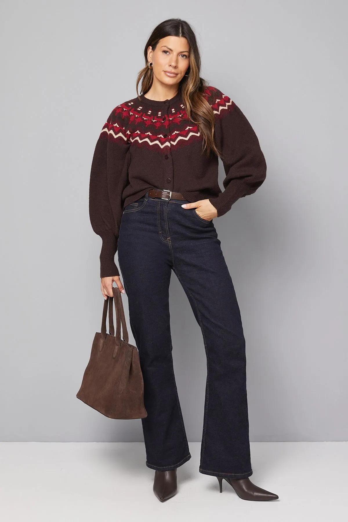 Fairisle Puff Sleeve Cardigan