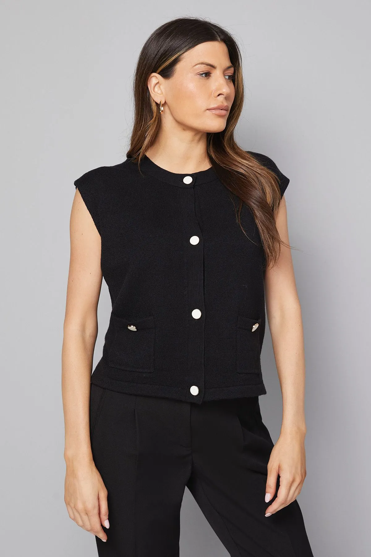 Button Through Knitted Tank