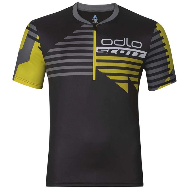 Cycling Jersey Odlo Mens Stand-Up Collar S/S 1/2 Zip Morzine Scott