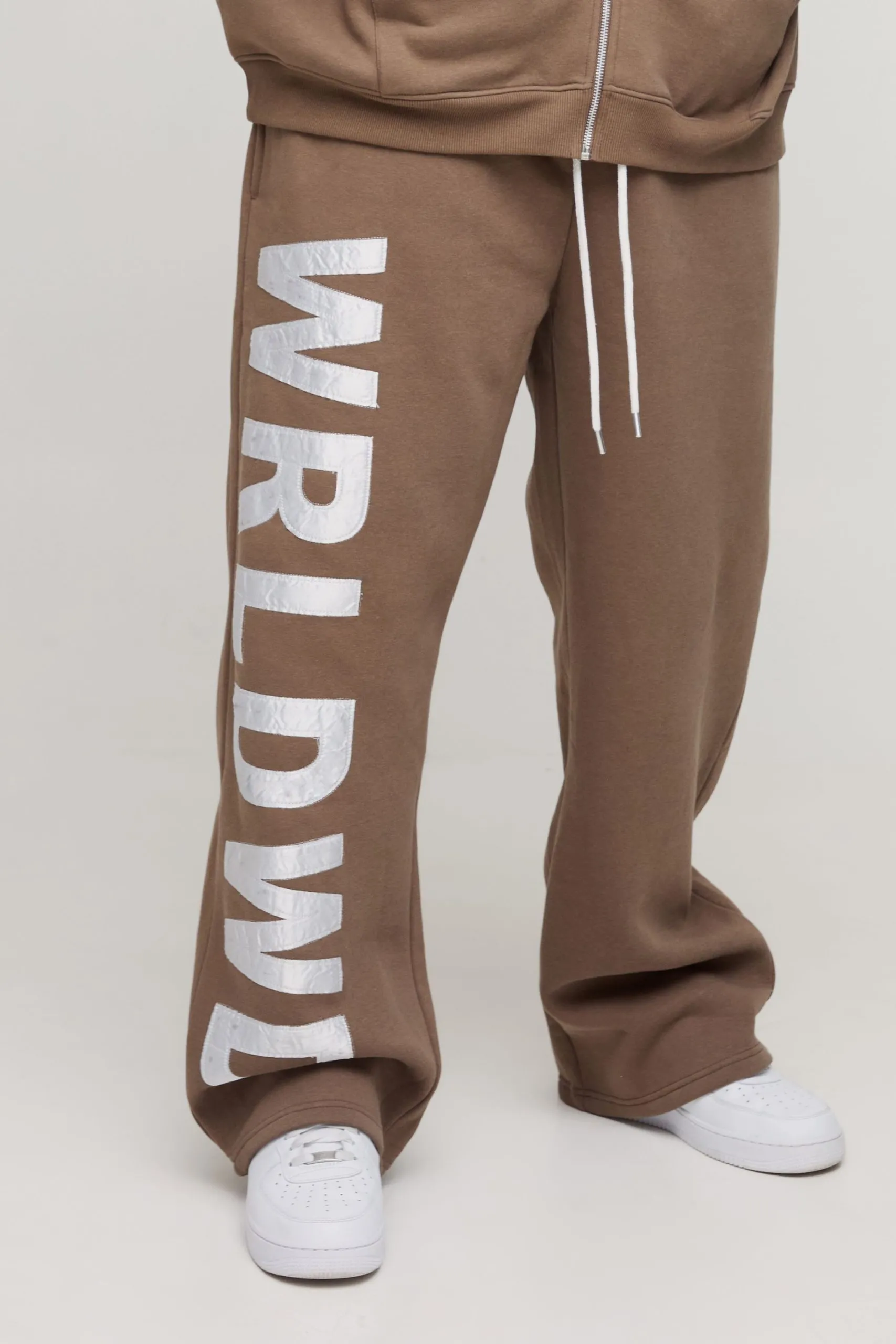 Plus Relaxed Satin Applique WRLDWD Joggers
