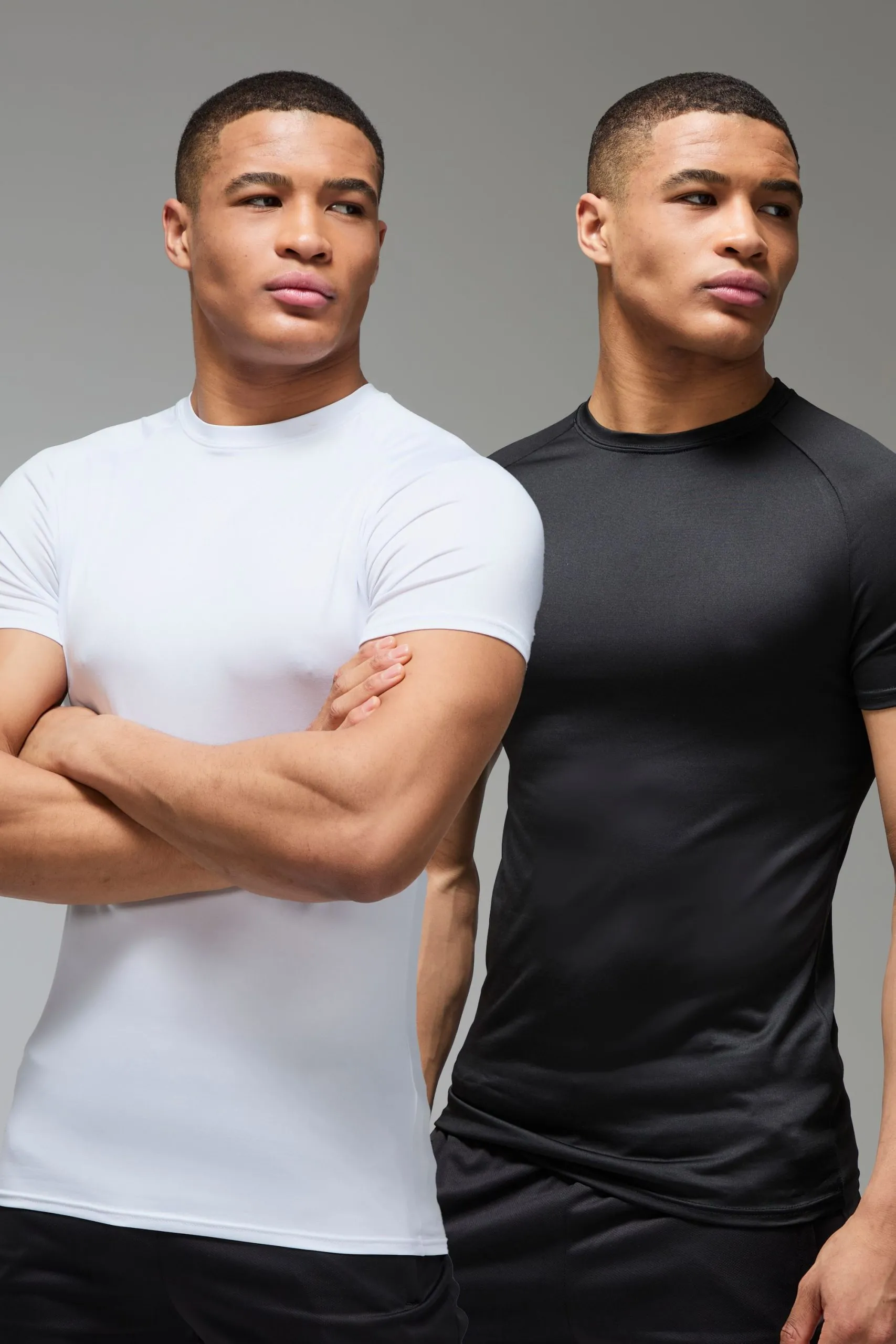 Man Active Lightweight Essentials Gym Muscle Fit Raglan T-shirt 2 Pack