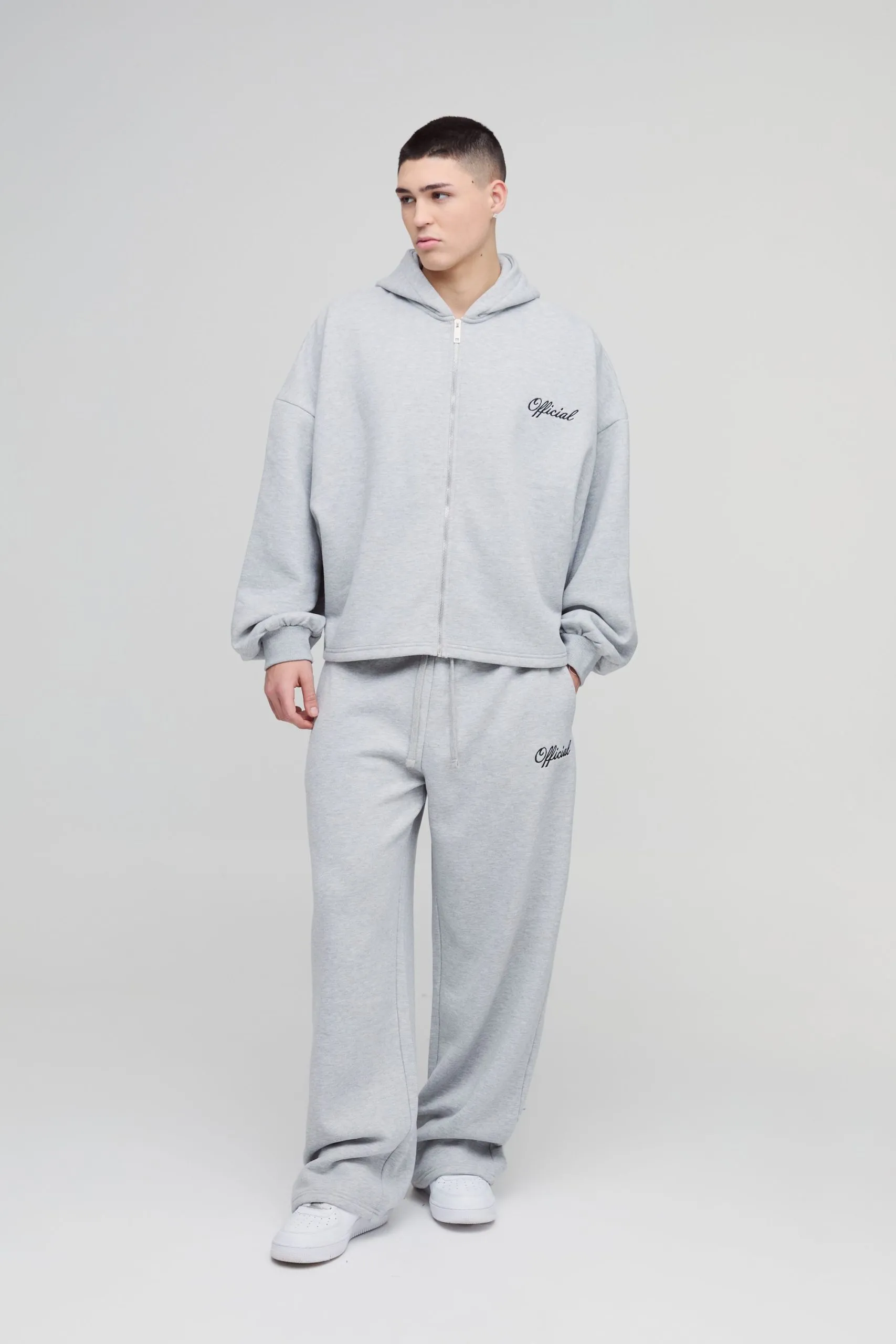 Extreme Oversized Boxy Zip Through Hoodie & Wide Leg Tracksuit