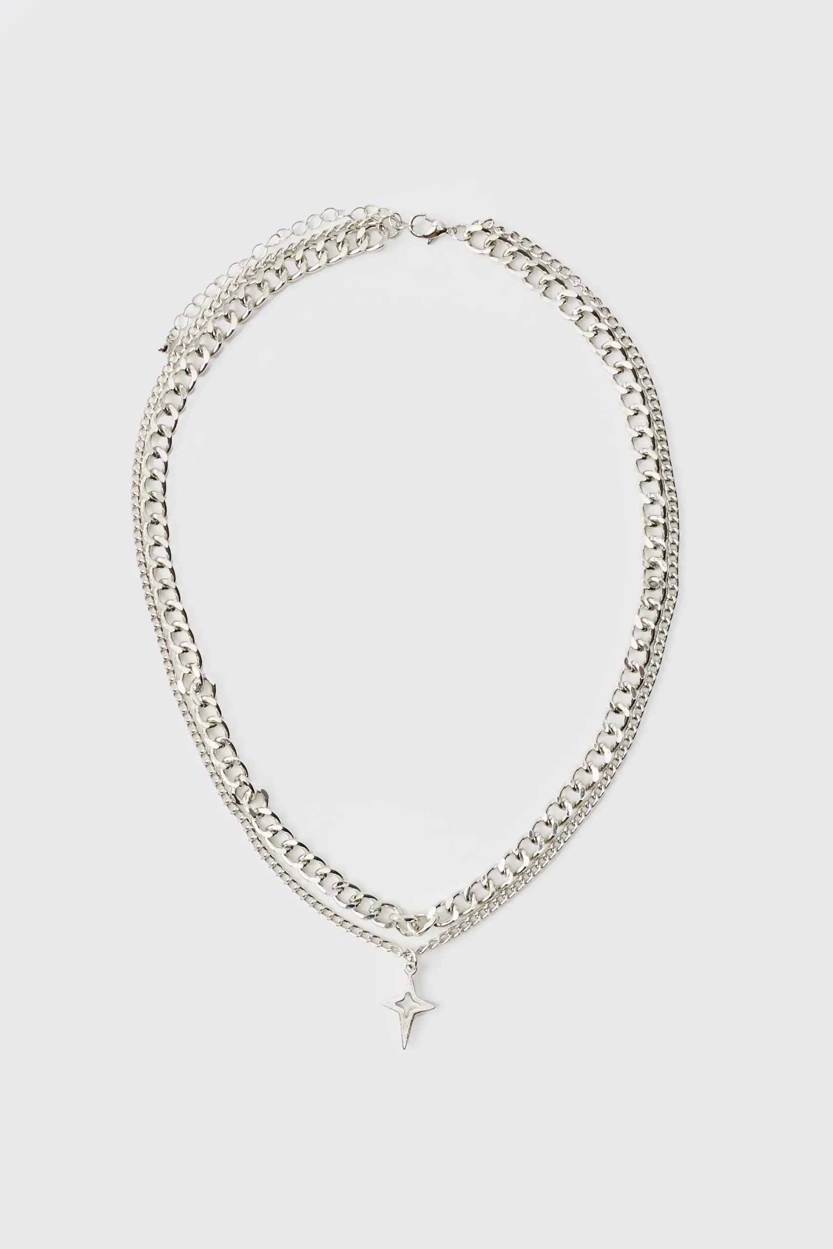 Layered Silver Star Necklace