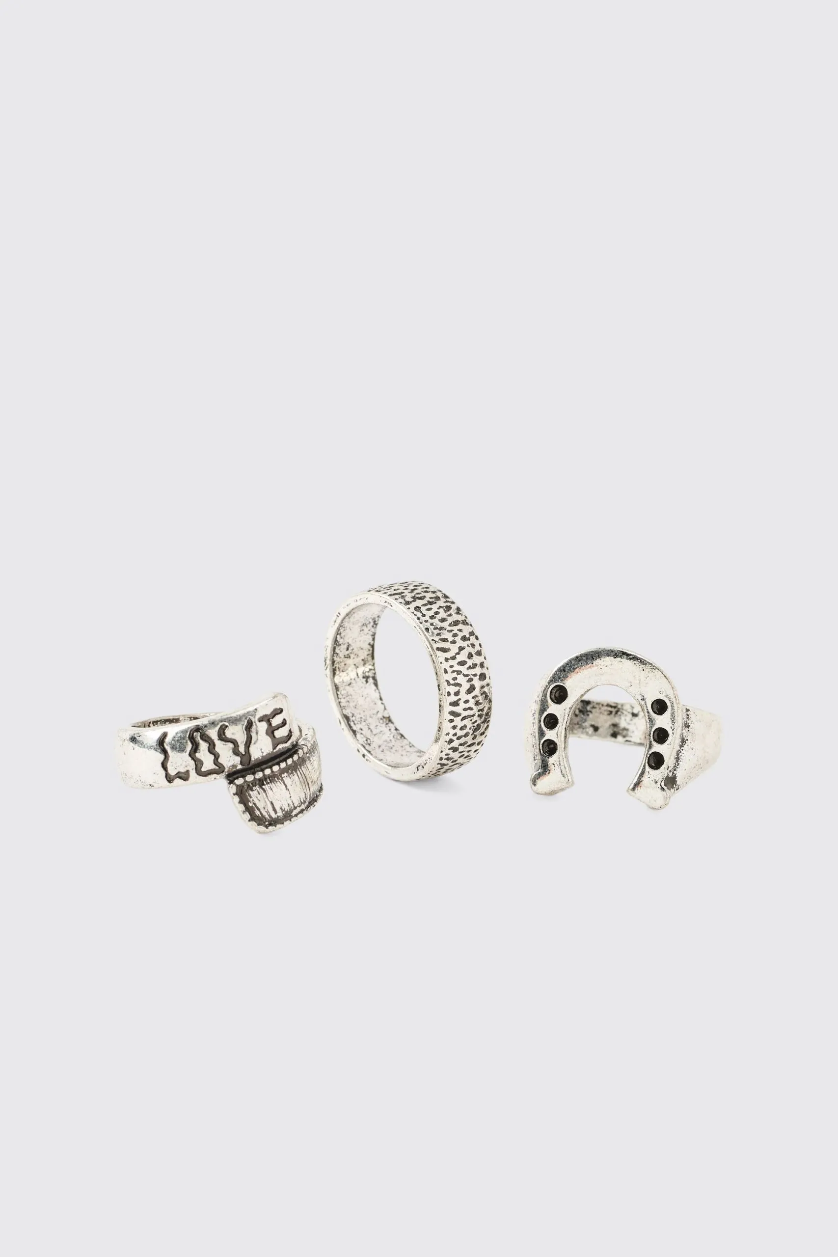 Horse Shoe Silver Rings 3 Pack