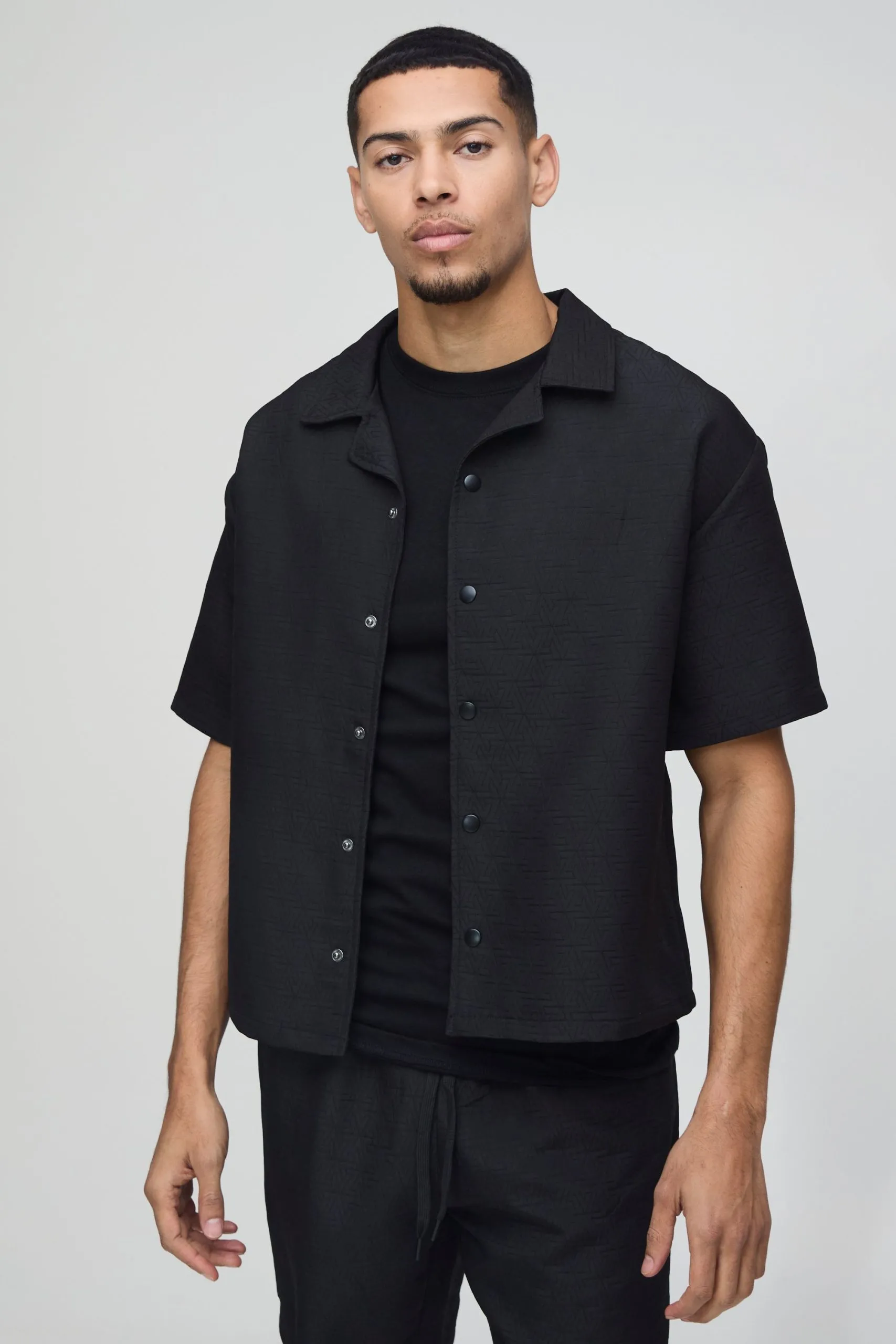 Oversized Boxy Abstract Padded Revere Shirt