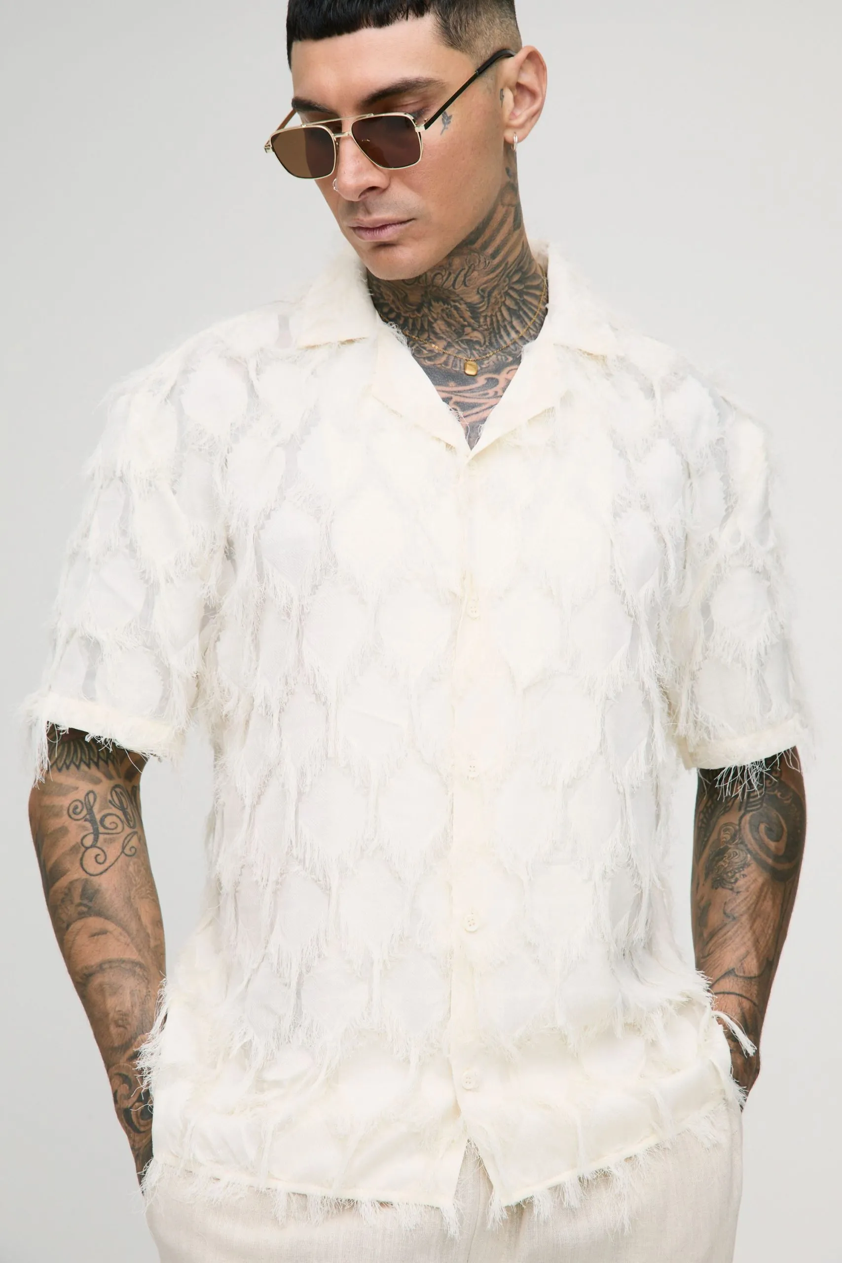 Tall Tufted Texture Oversized Boxy Shirt