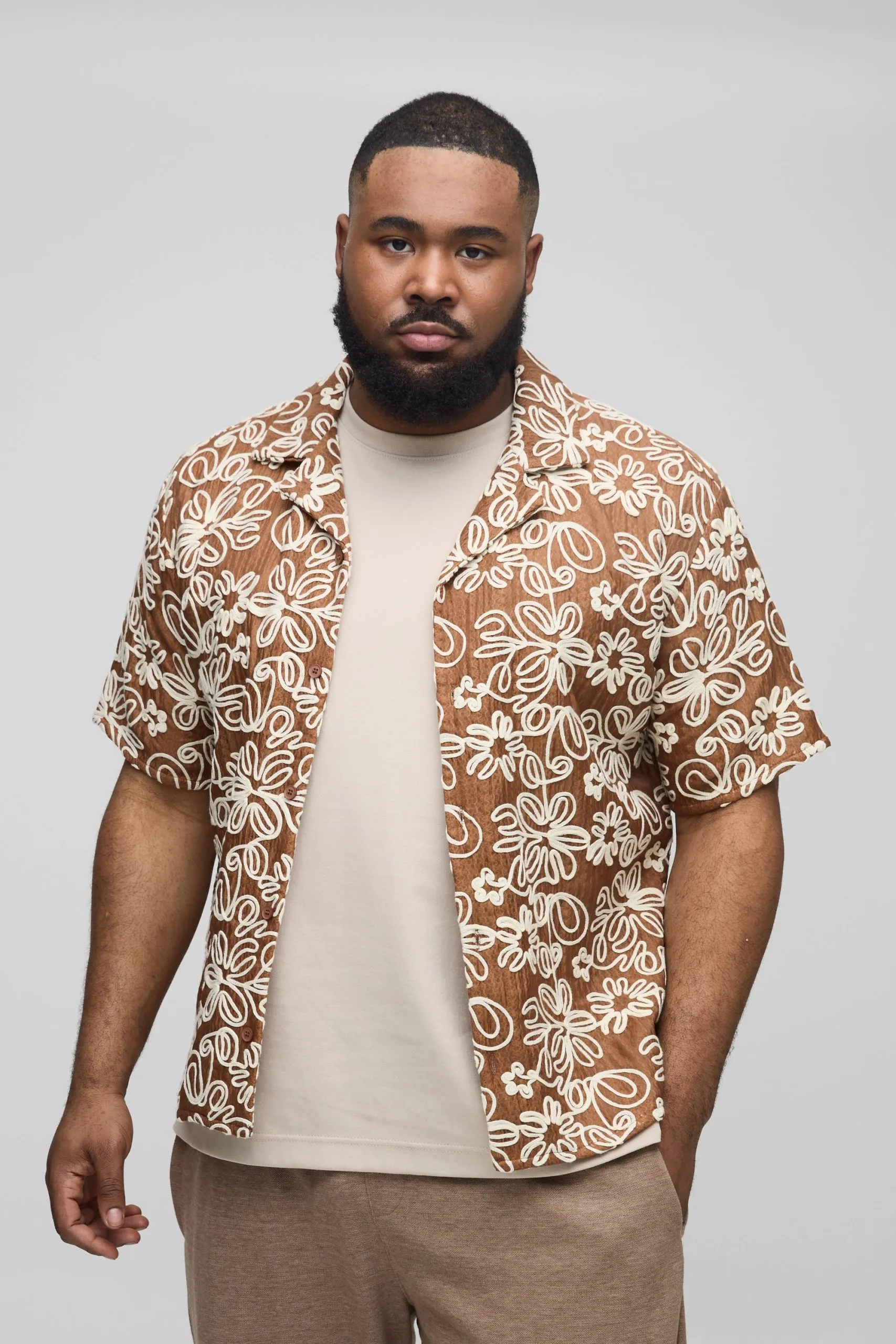 Plus Oversized Applique Organza Shirt