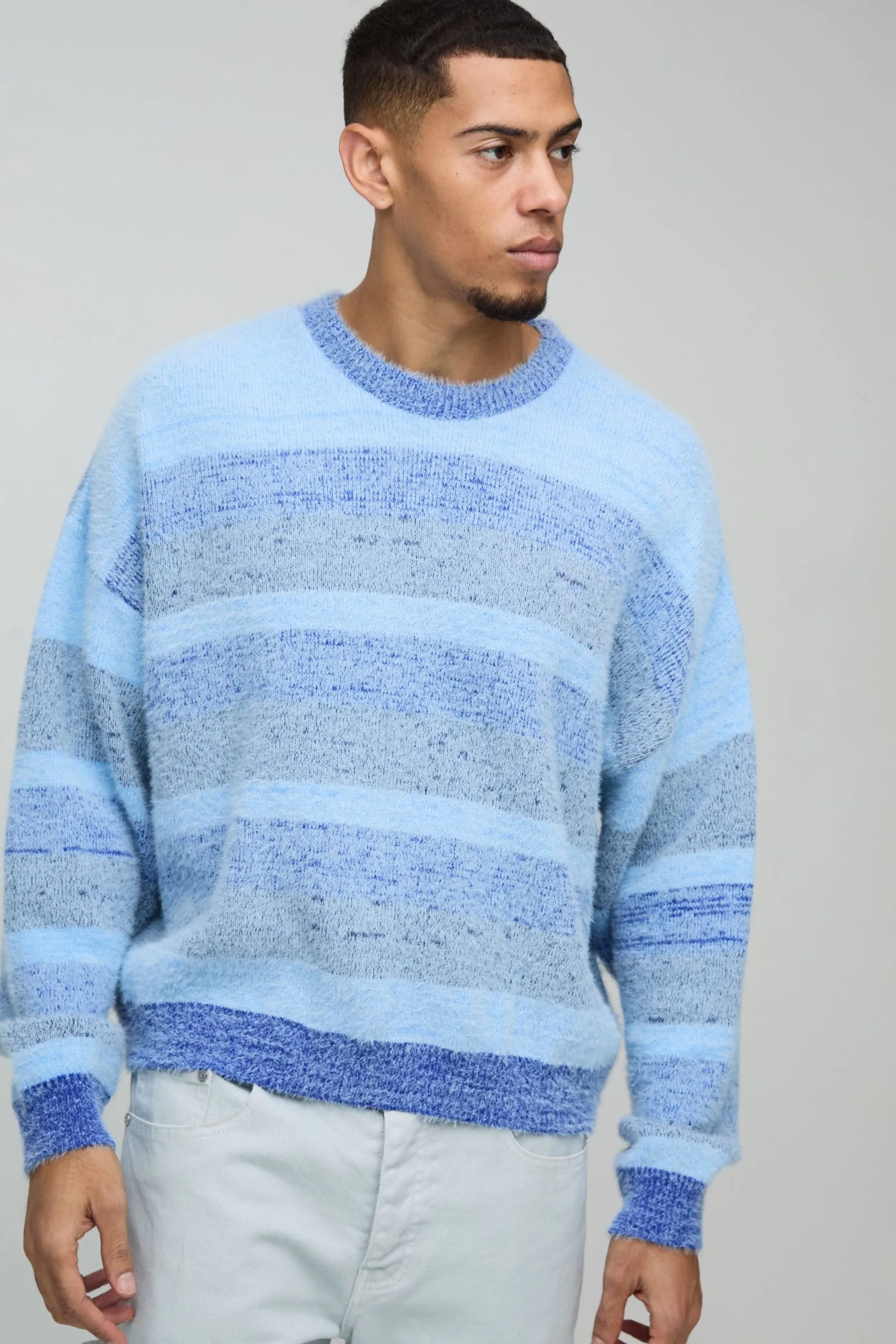 Boxy Brushed Stripe Knitted Jumper